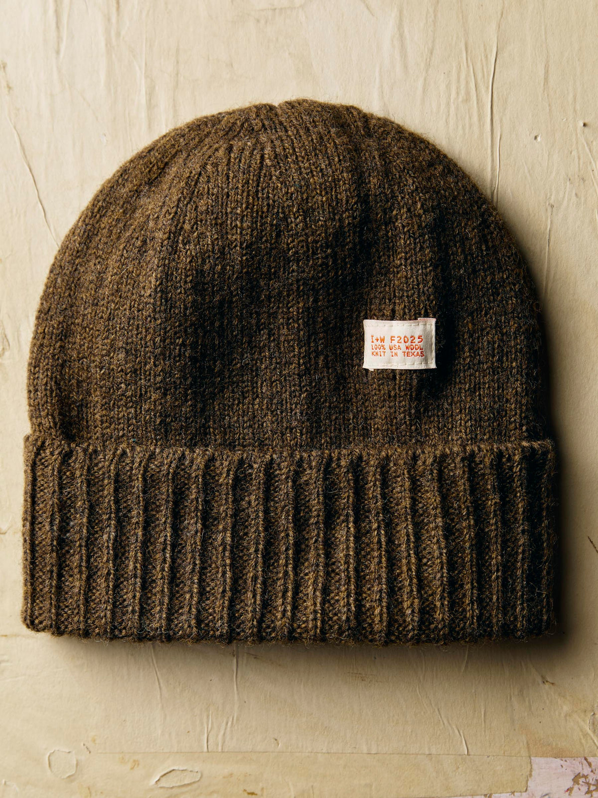 knit wool watch cap in brown