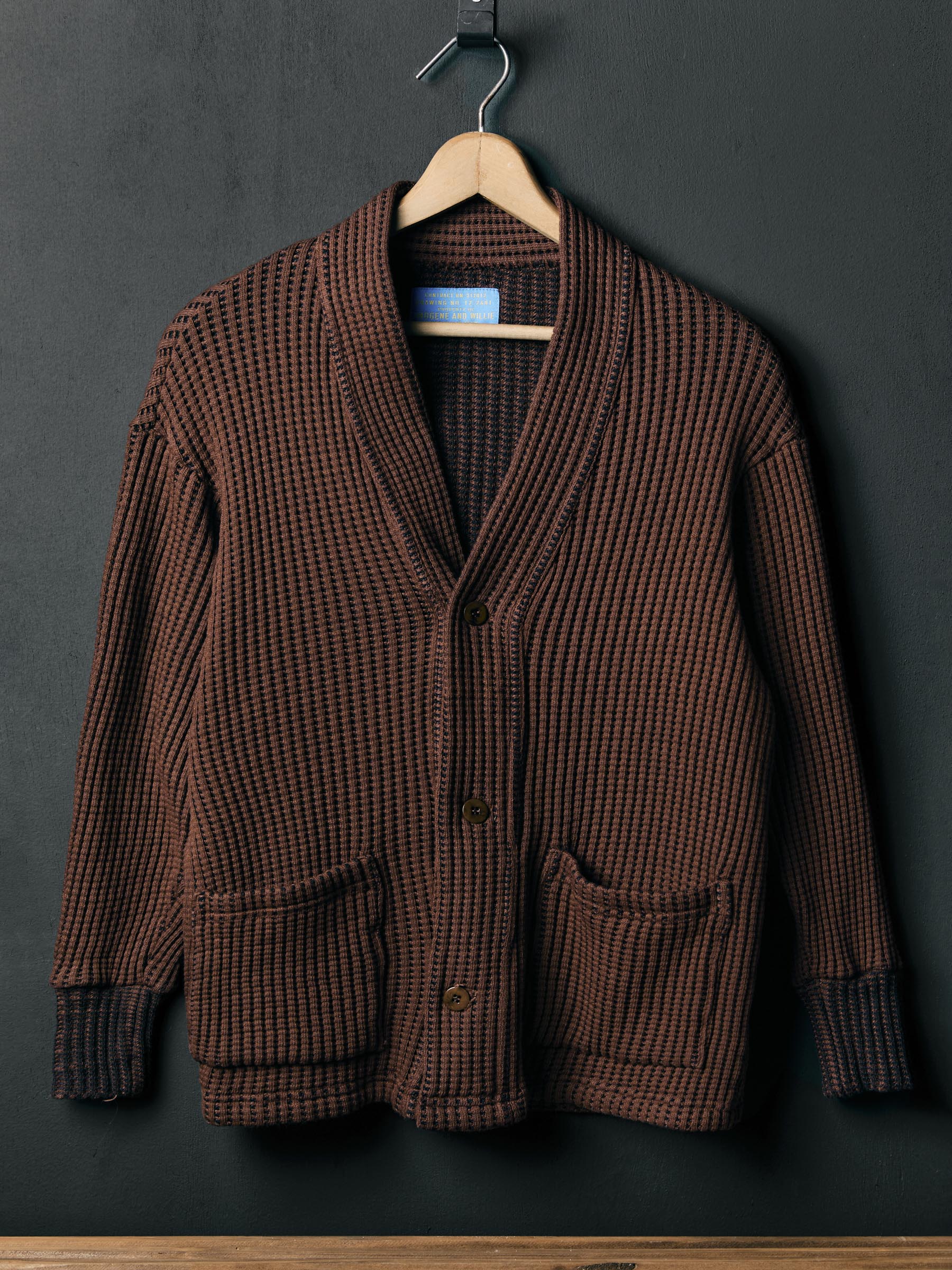 knit waffle cardigan in brown – imogene + willie
