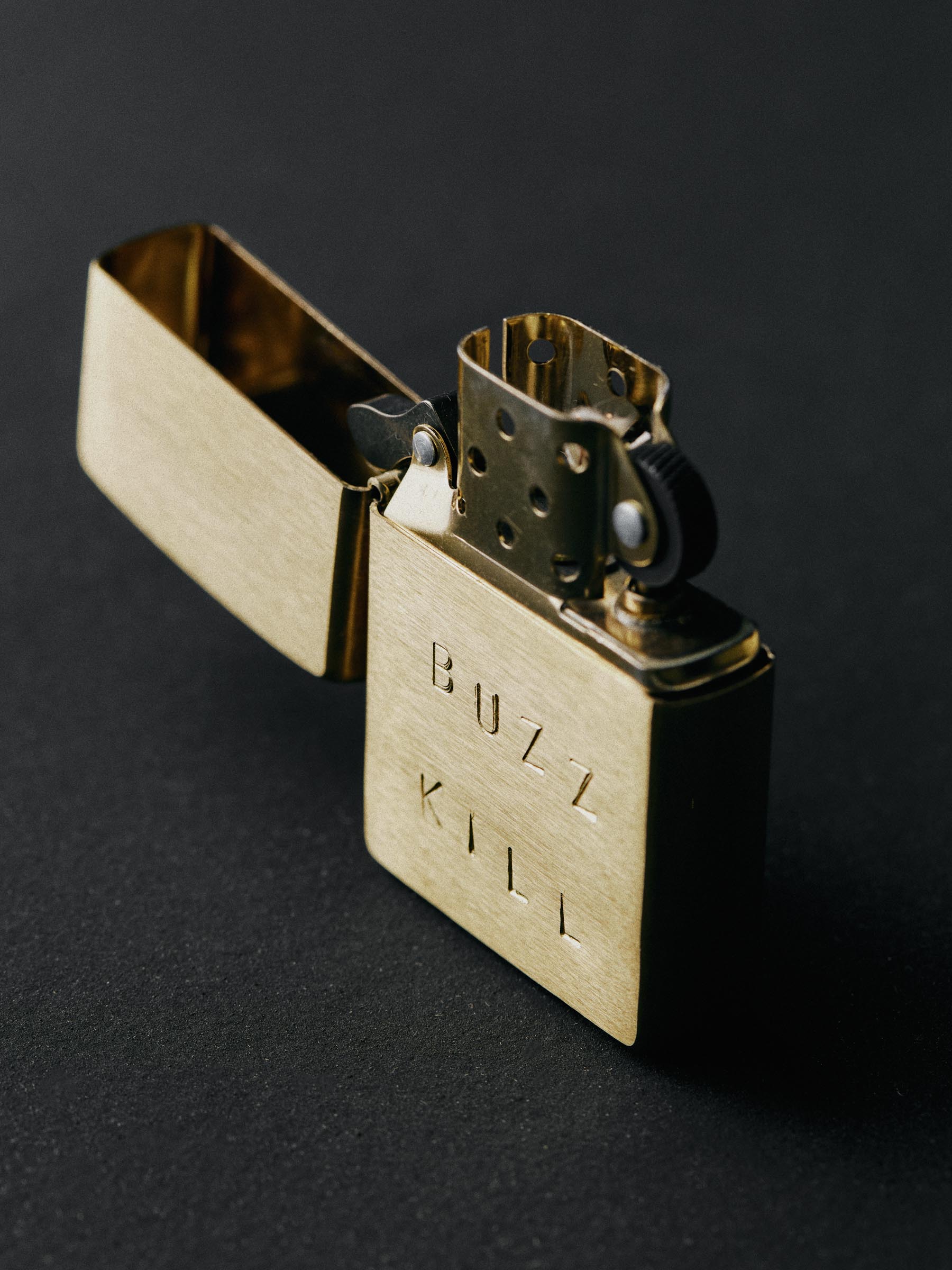 hand stamped “buzz kill” zippo – imogene + willie