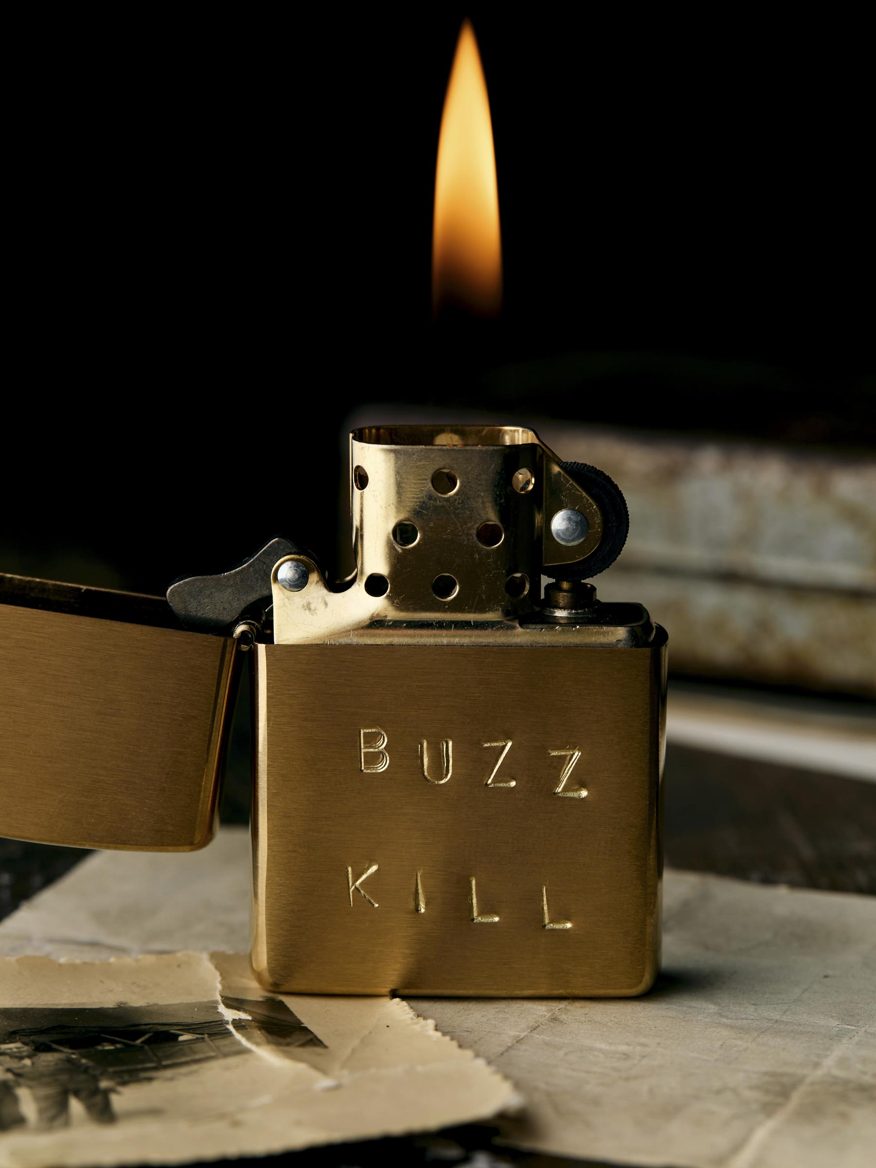 hand stamped “buzz kill” zippo – imogene + willie