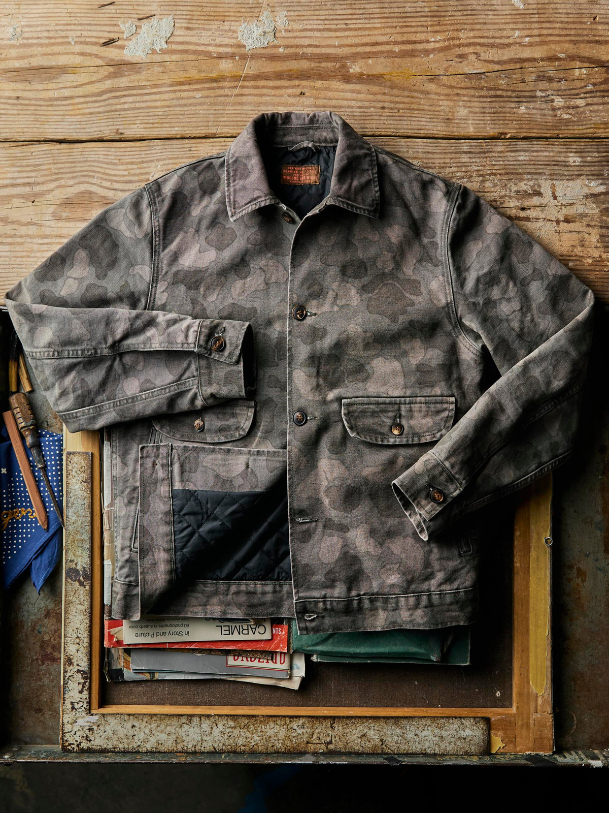 quilt lined canvas chore coat in camo