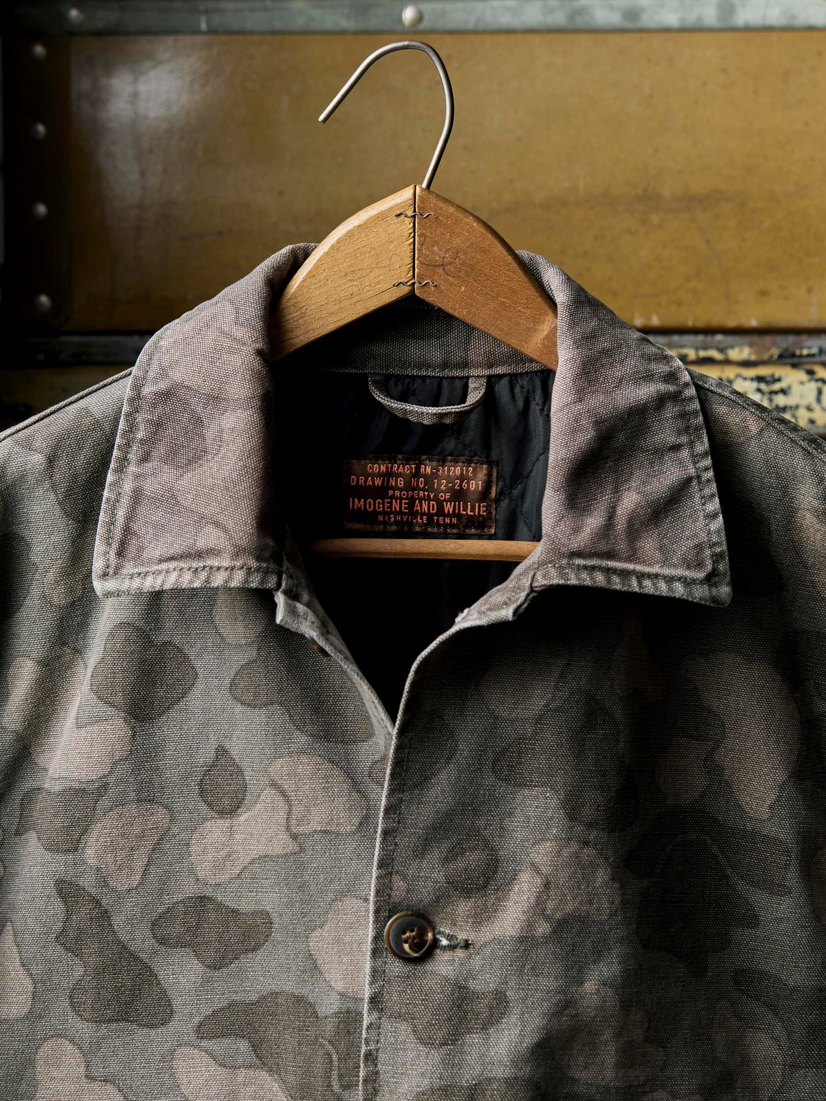 quilt lined canvas chore coat in camo