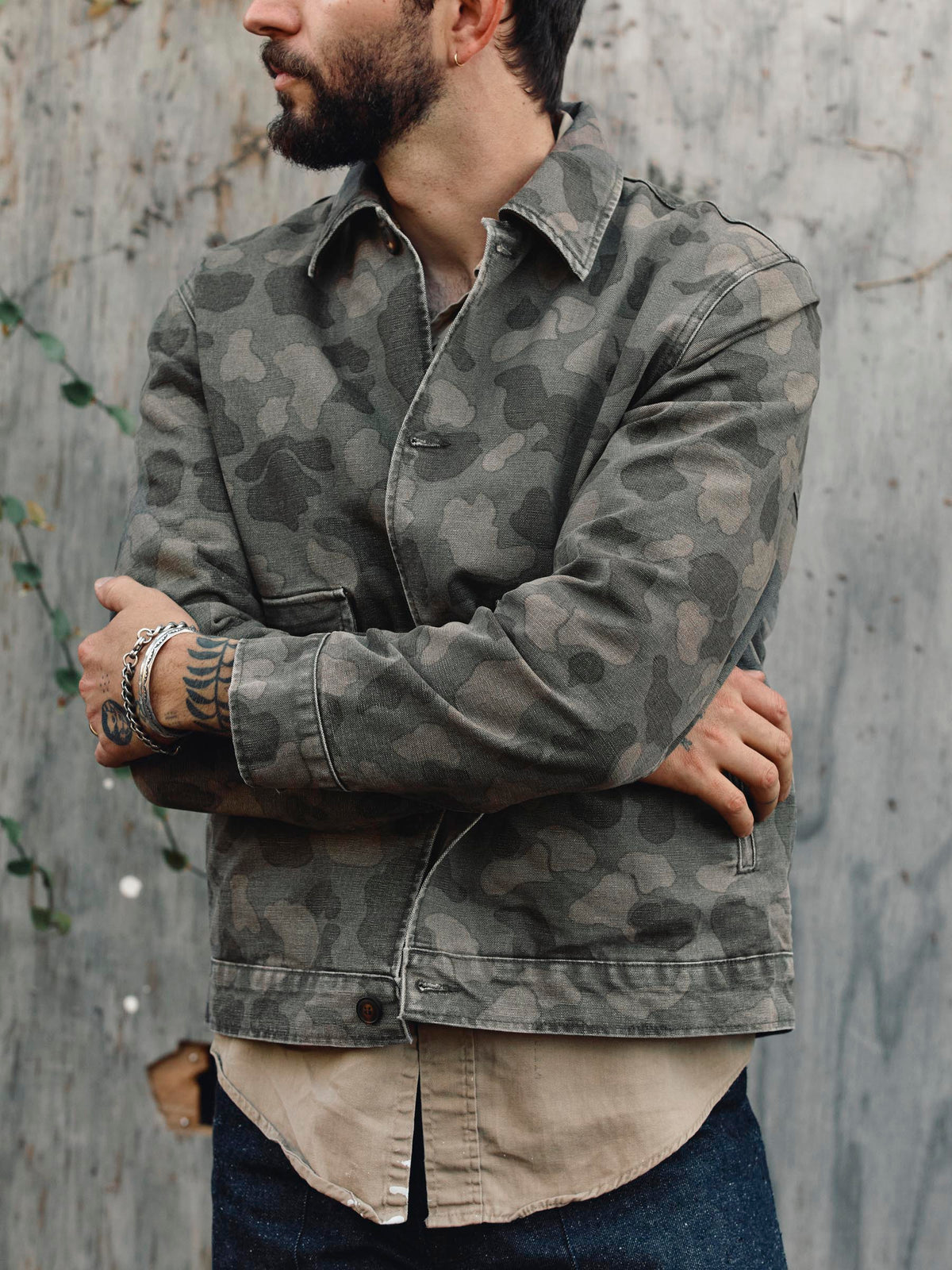 quilt lined canvas chore coat in camo