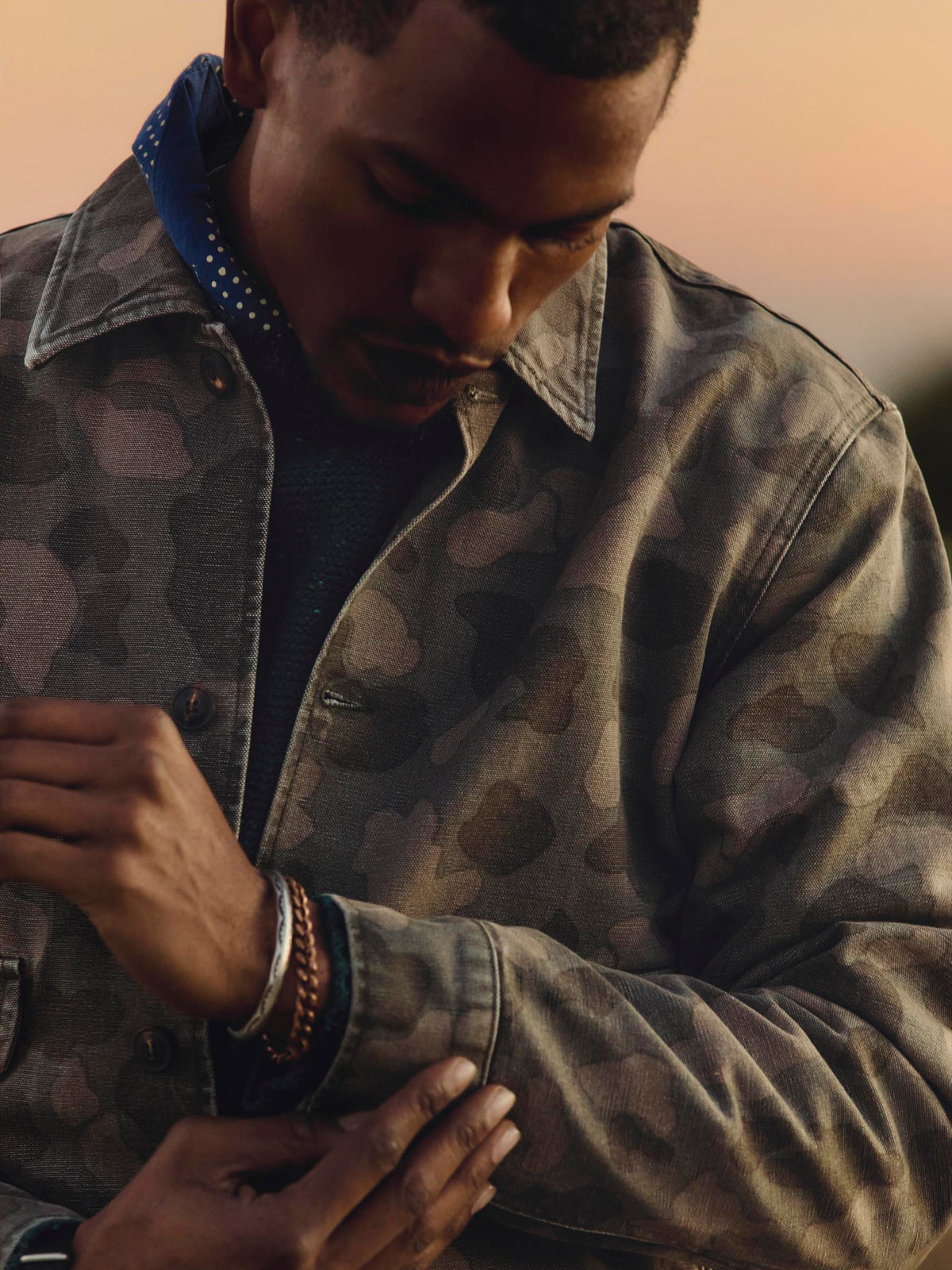 quilt lined canvas chore coat in camo