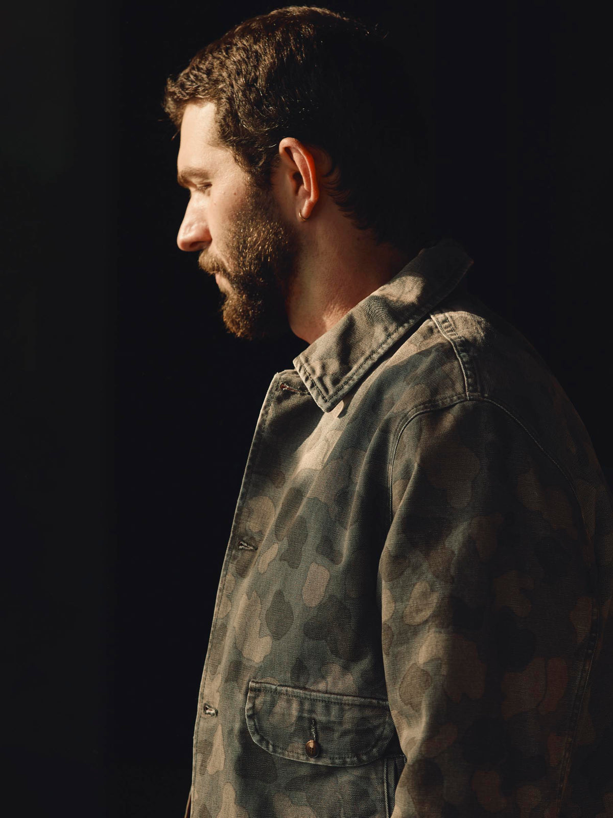 quilt lined canvas chore coat in camo