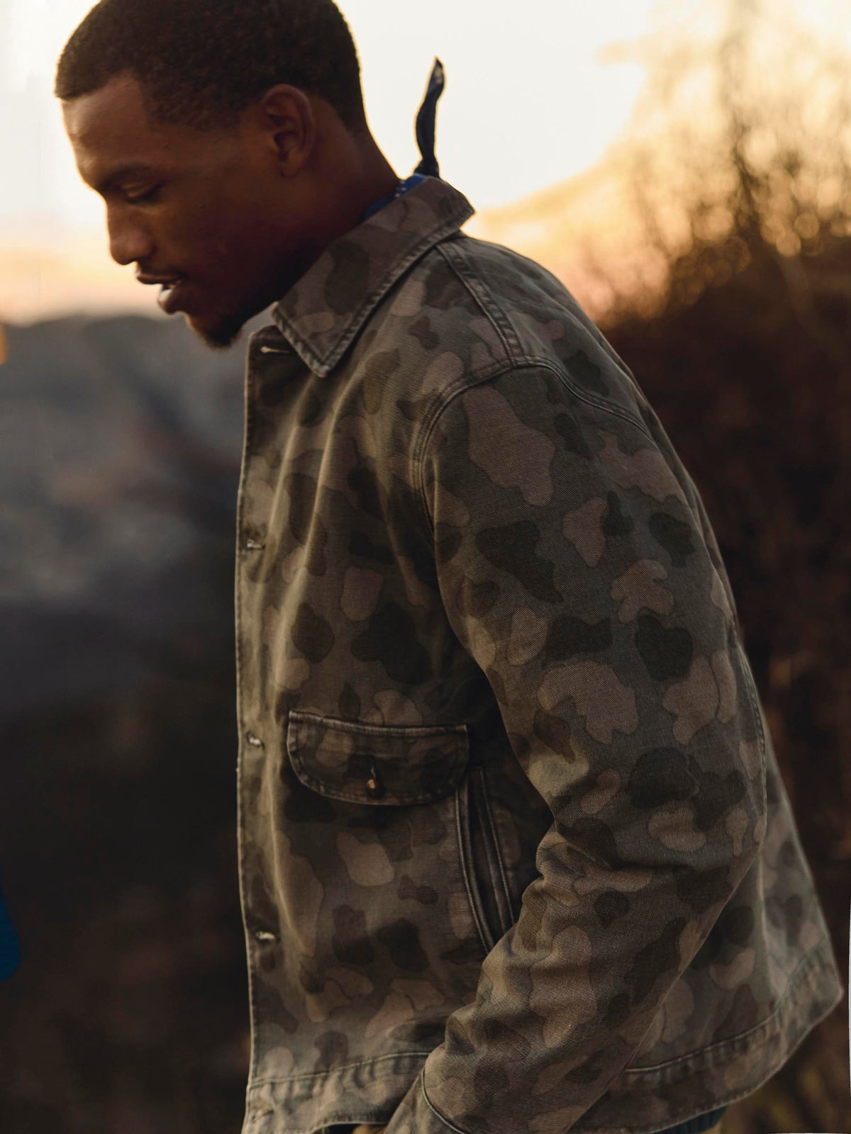 quilt lined canvas chore coat in camo