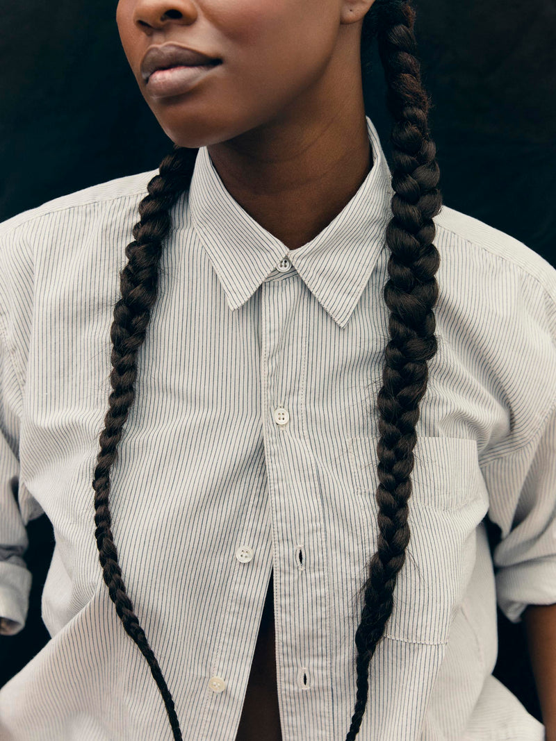 clyde striped cotton button up - Model