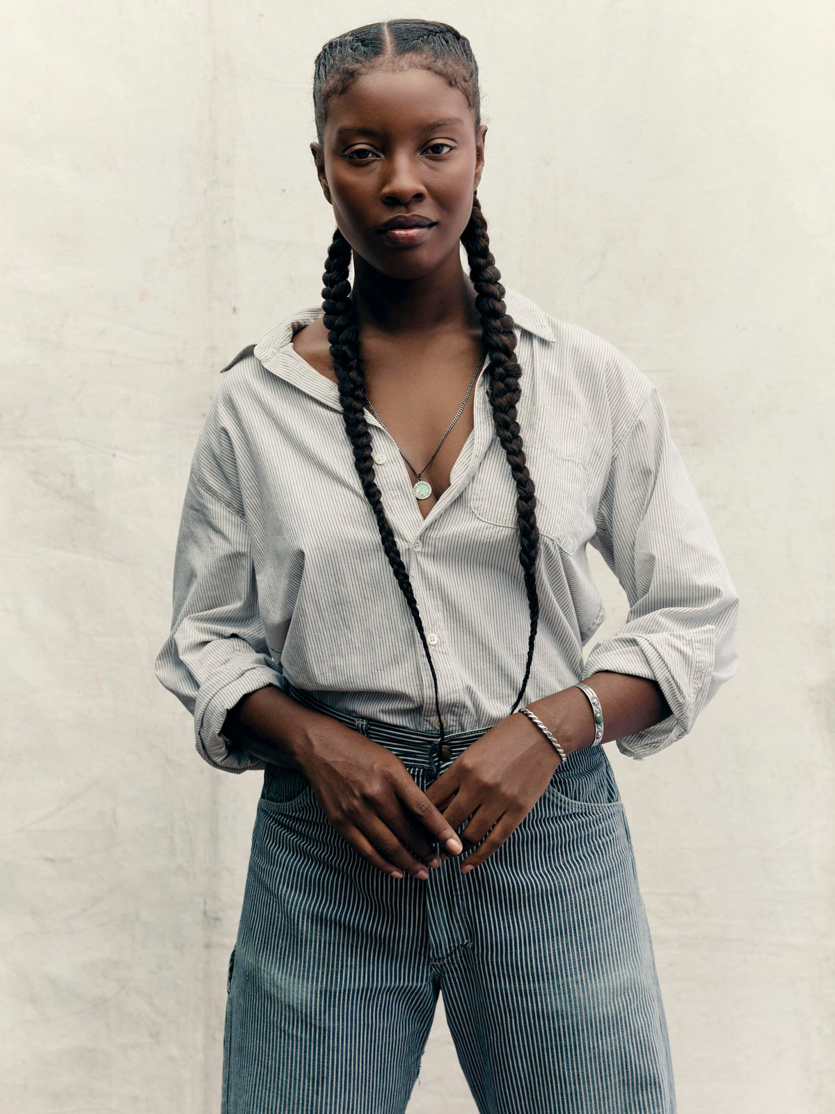 clyde striped cotton button up