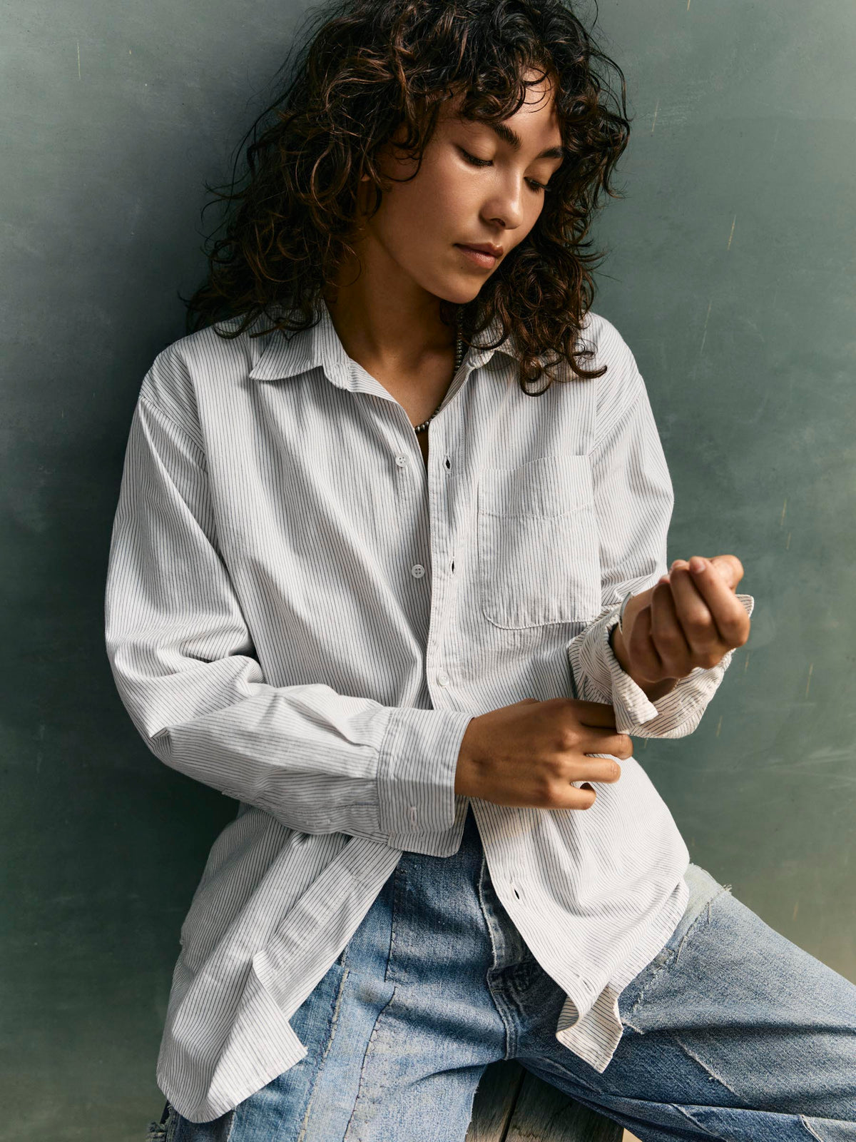 clyde striped cotton button up