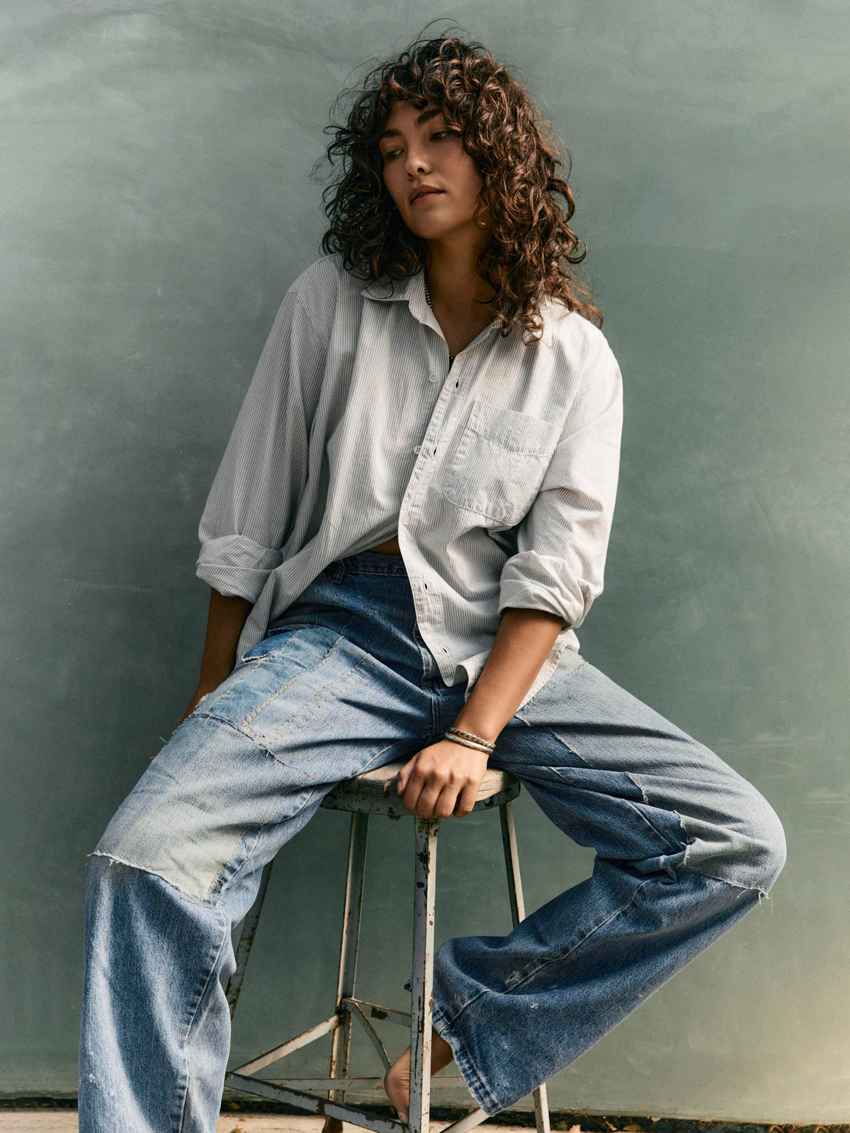 clyde striped cotton button up