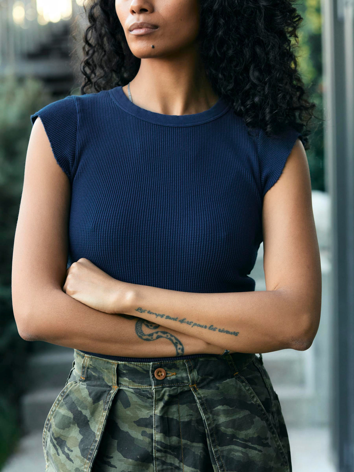 cut sleeve thermal in navy