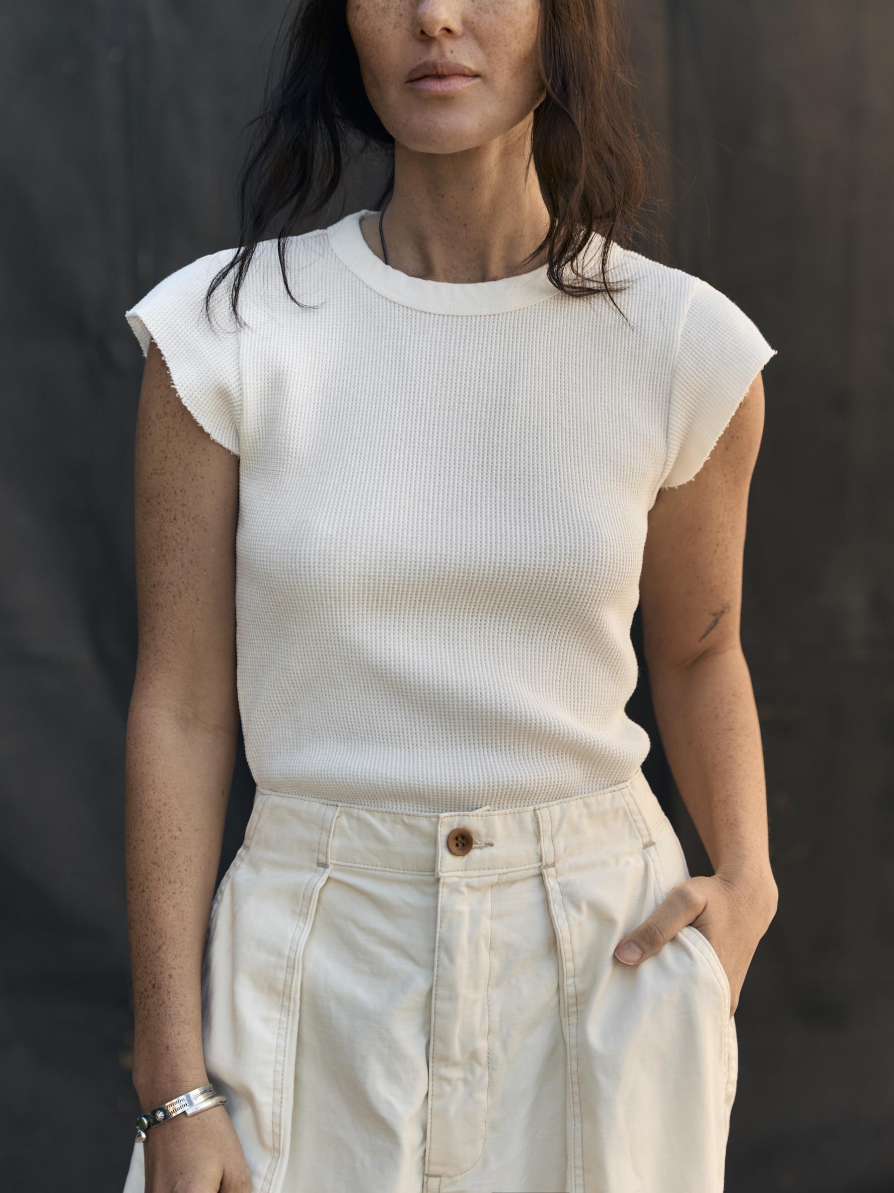 m*e様 Lu. Sheer Skinny Tee cut sleeve thermal in white – imogene + willie