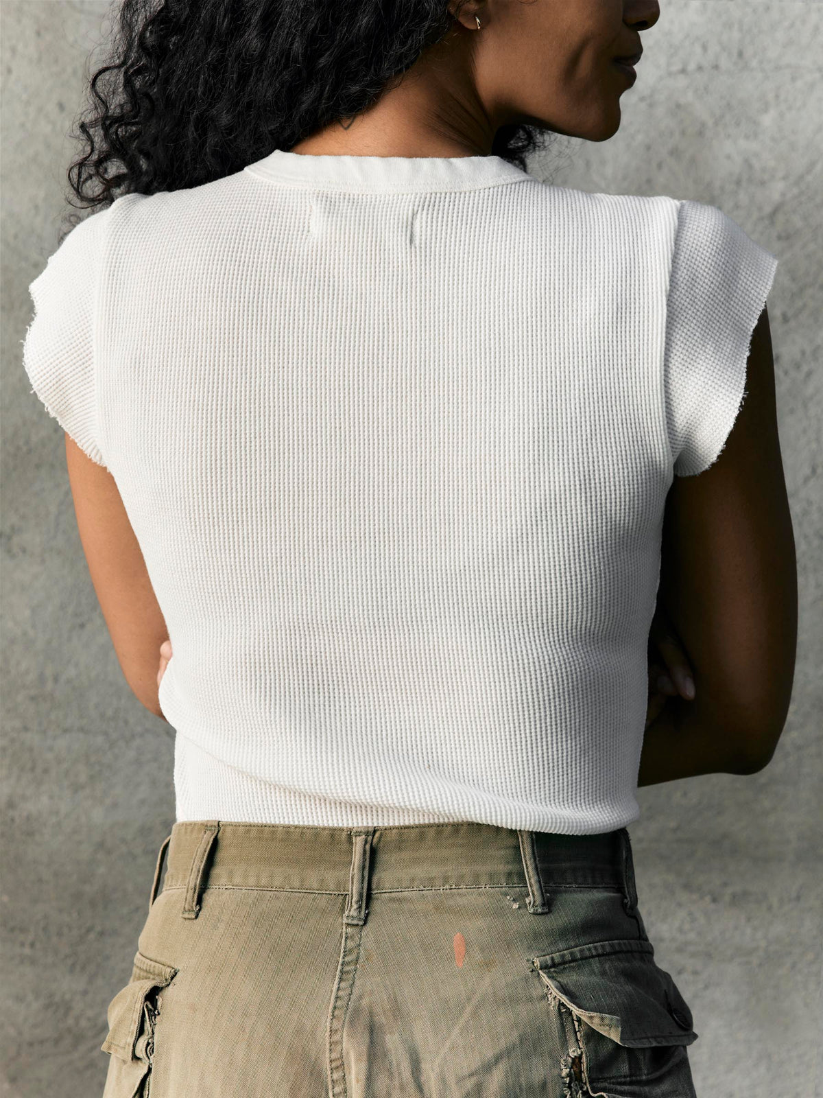 cut sleeve thermal in white