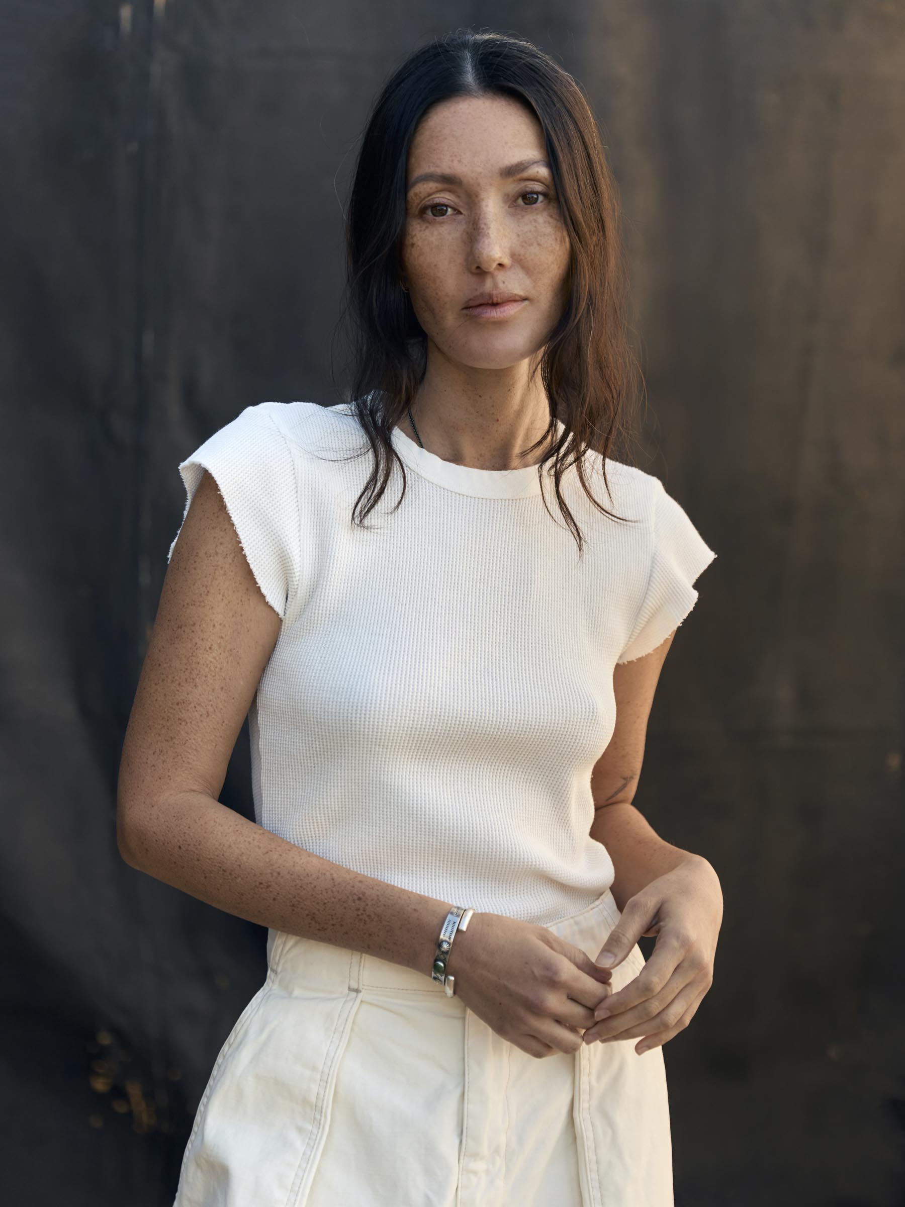 cut sleeve thermal in white – imogene + willie