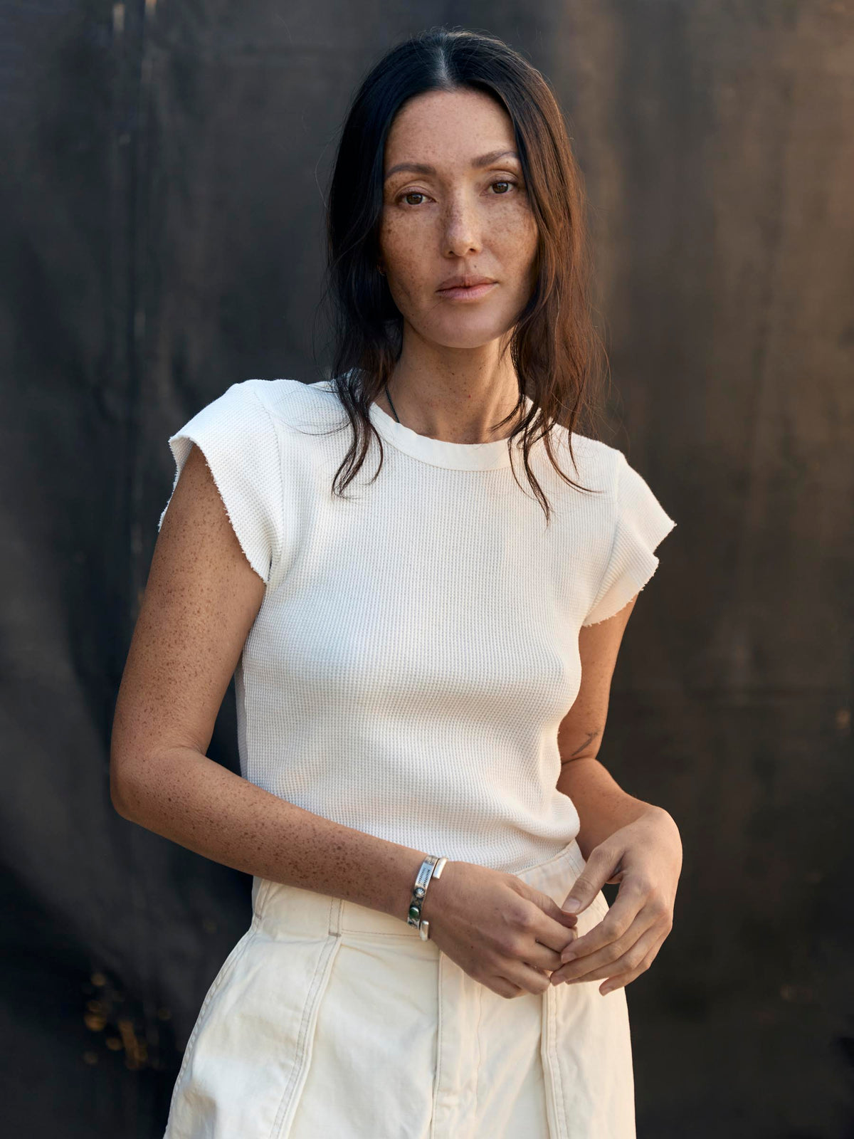 cut sleeve thermal in white