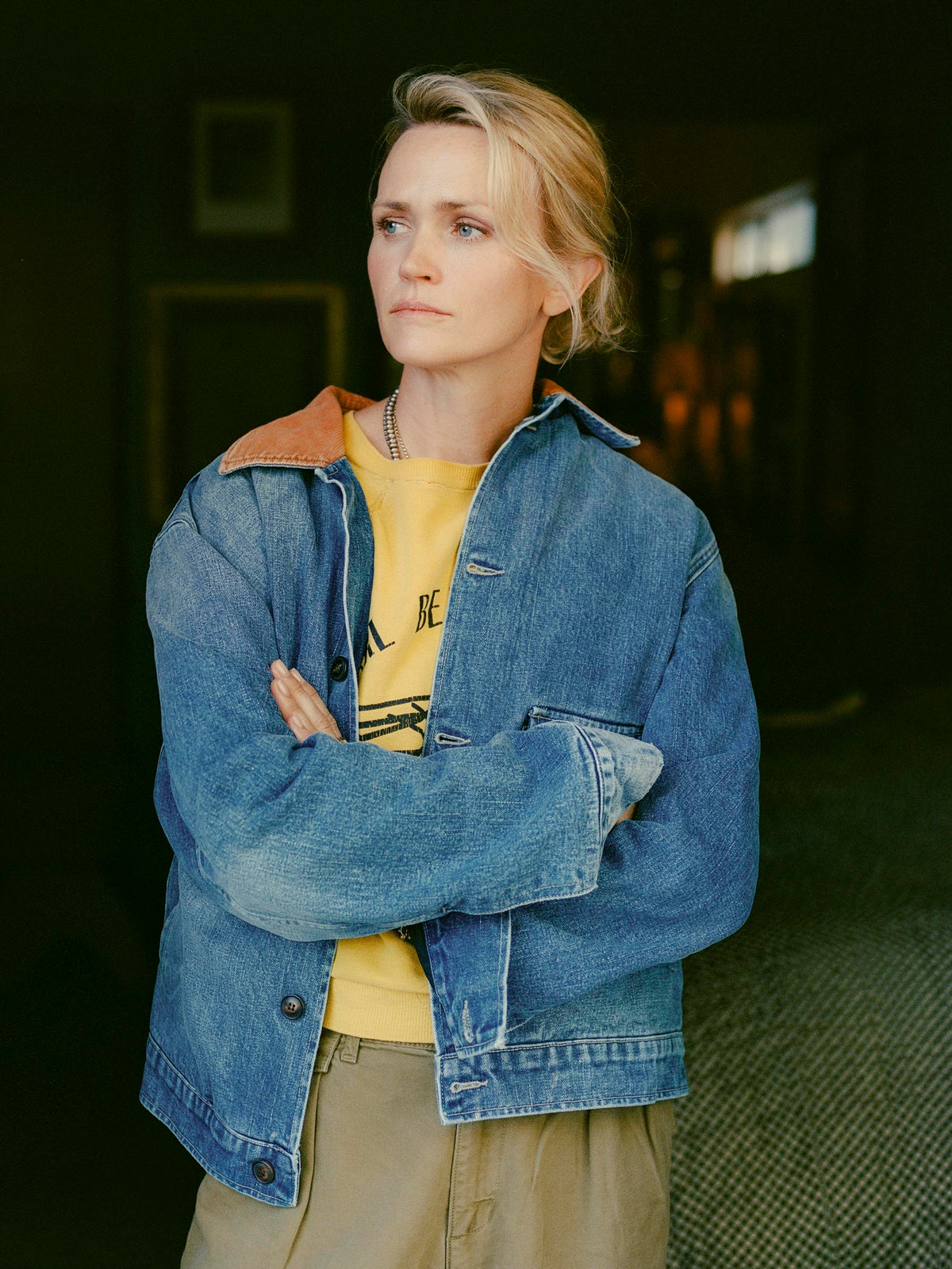 quilt lined washed denim chore coat