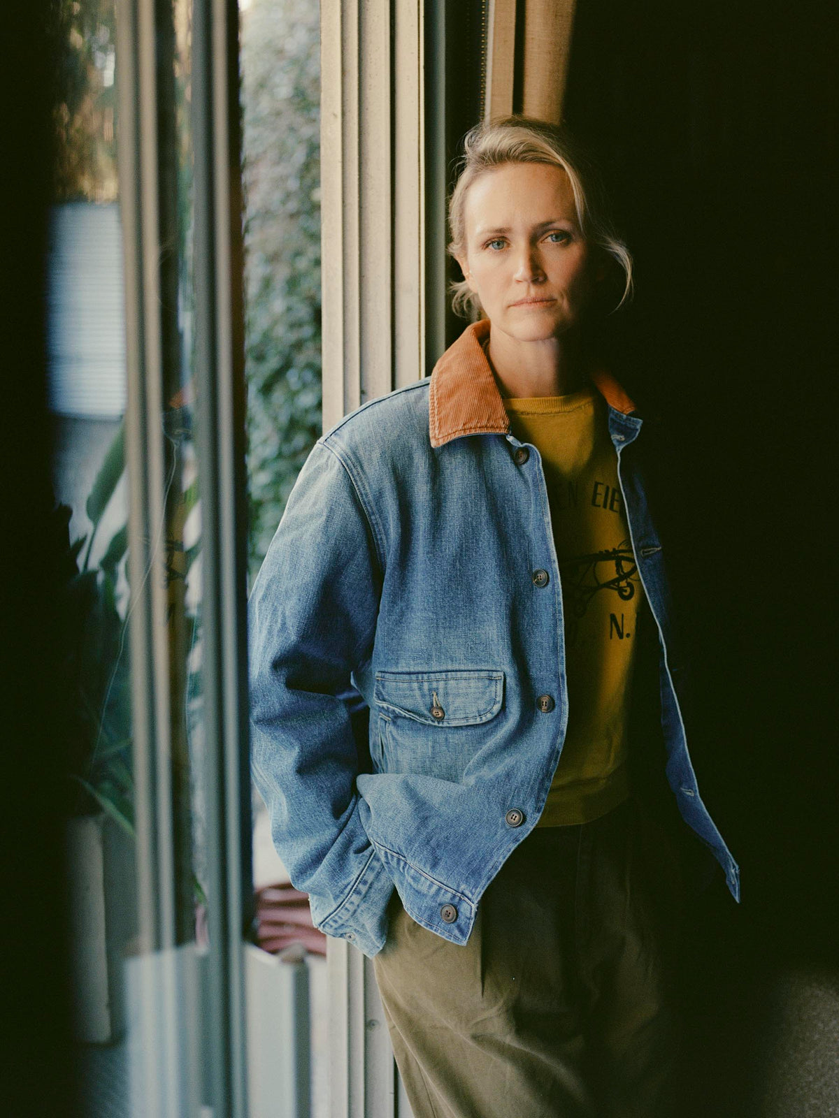 quilt lined washed denim chore coat