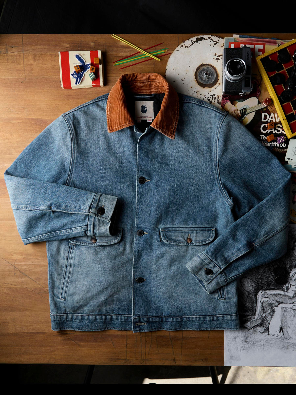 quilt lined washed denim chore coat