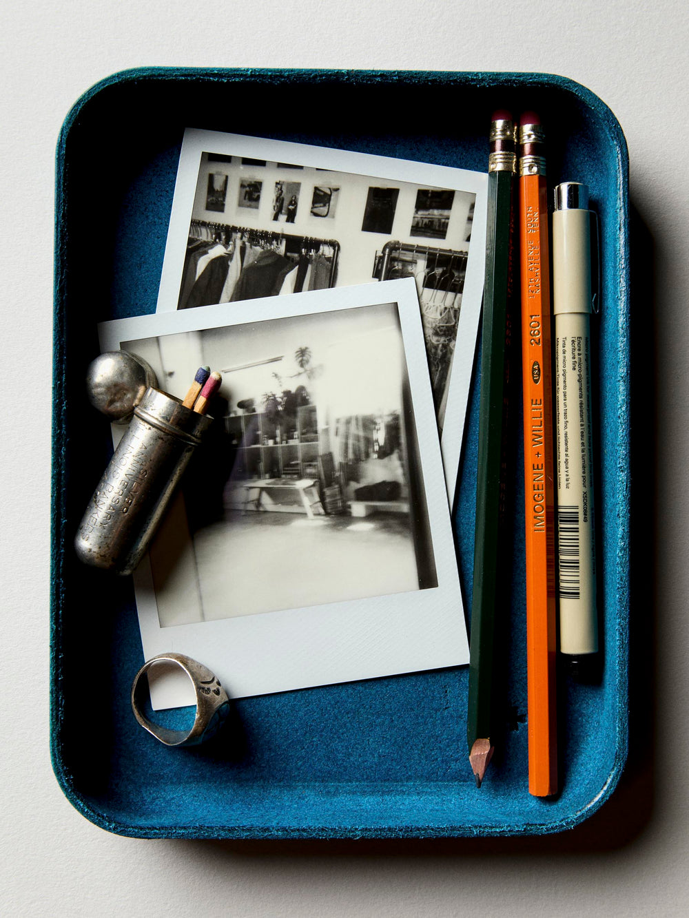 Black emil erwin blue leather tray