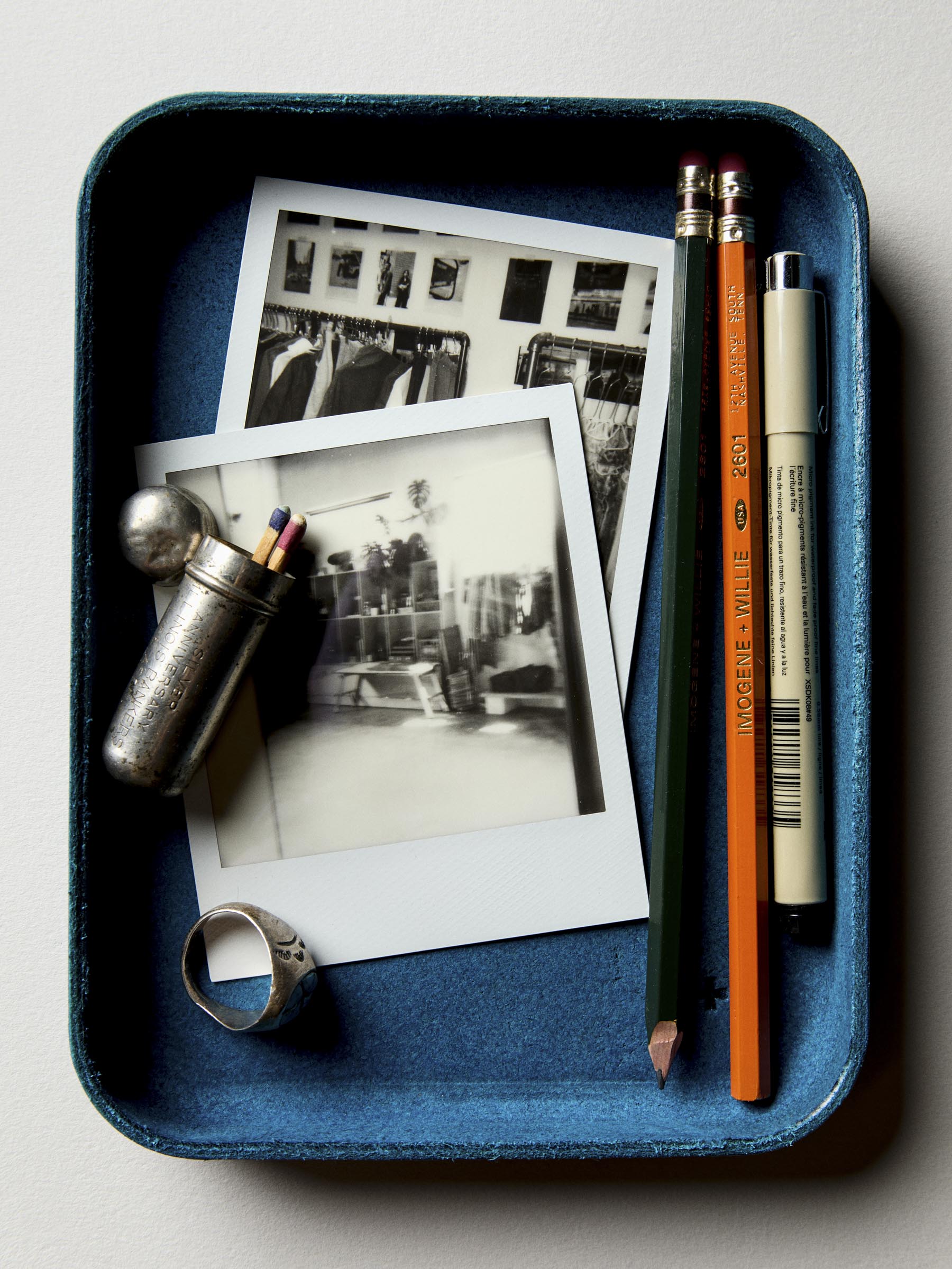 Black emil erwin blue leather tray