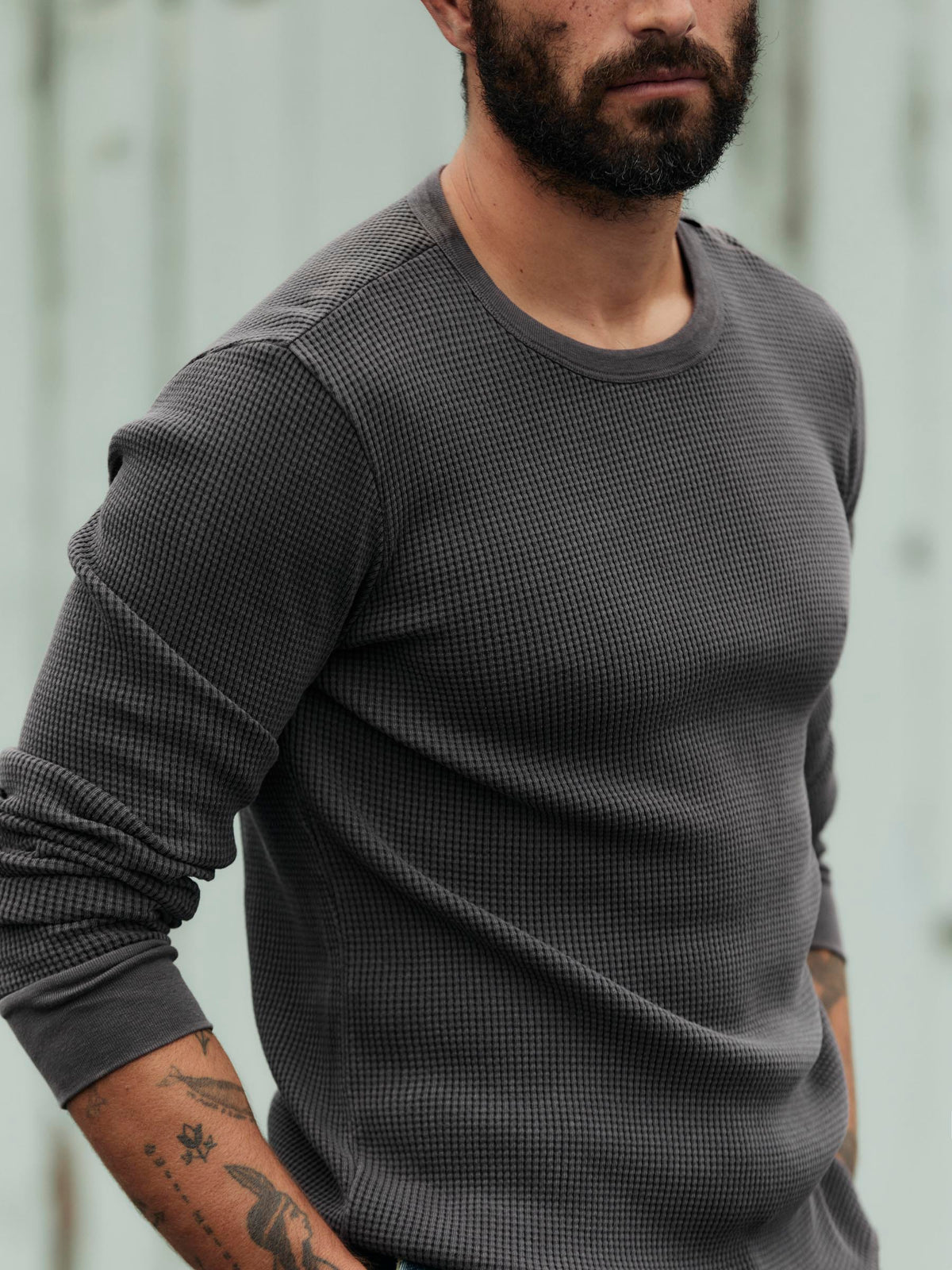 long sleeve thermal crew in sunfaded black