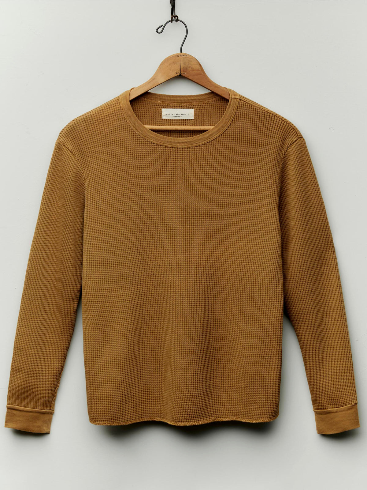 long sleeve thermal crew in faded gold