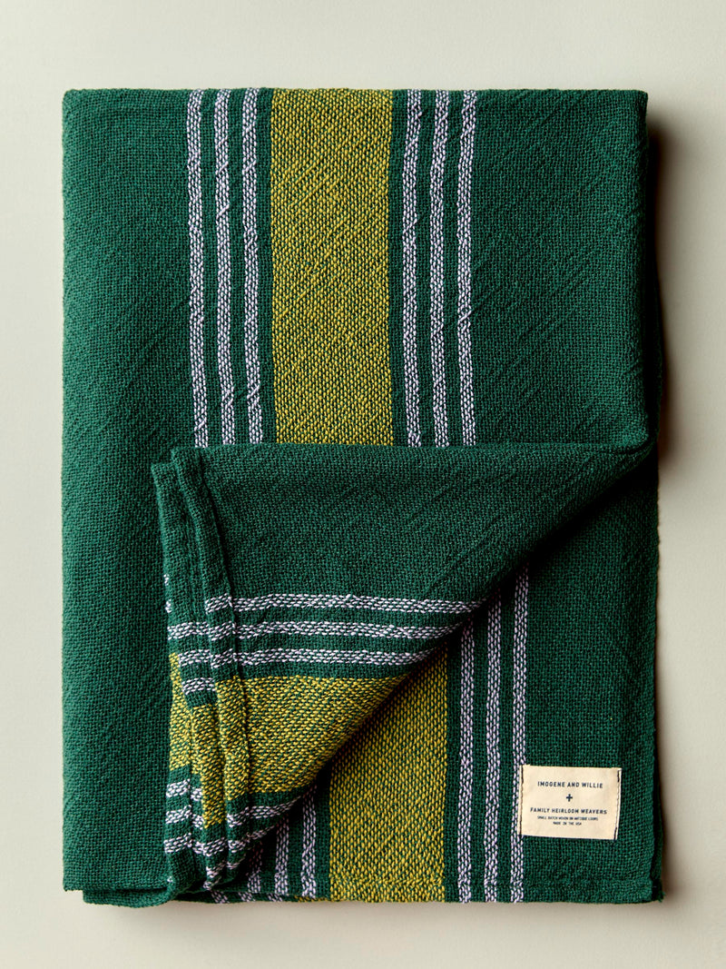 i+w x family heirloom weavers cotton throw in spruce stripe