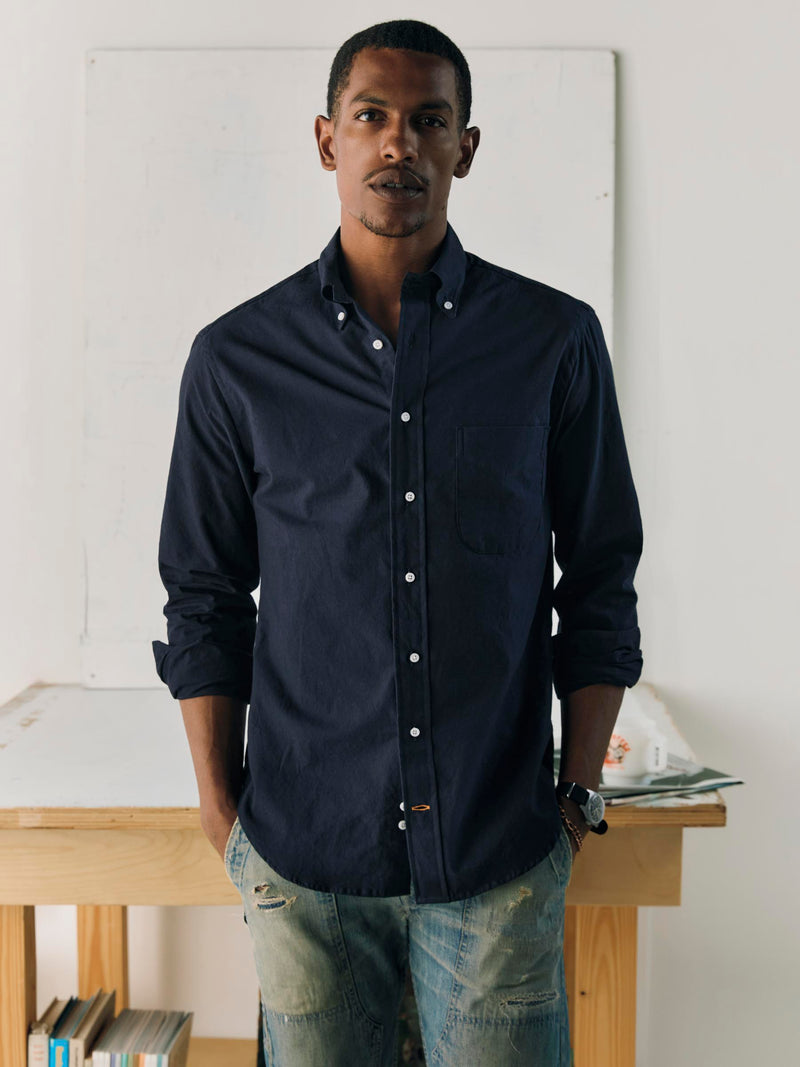 i+w x Gitman Vintage navy oxford