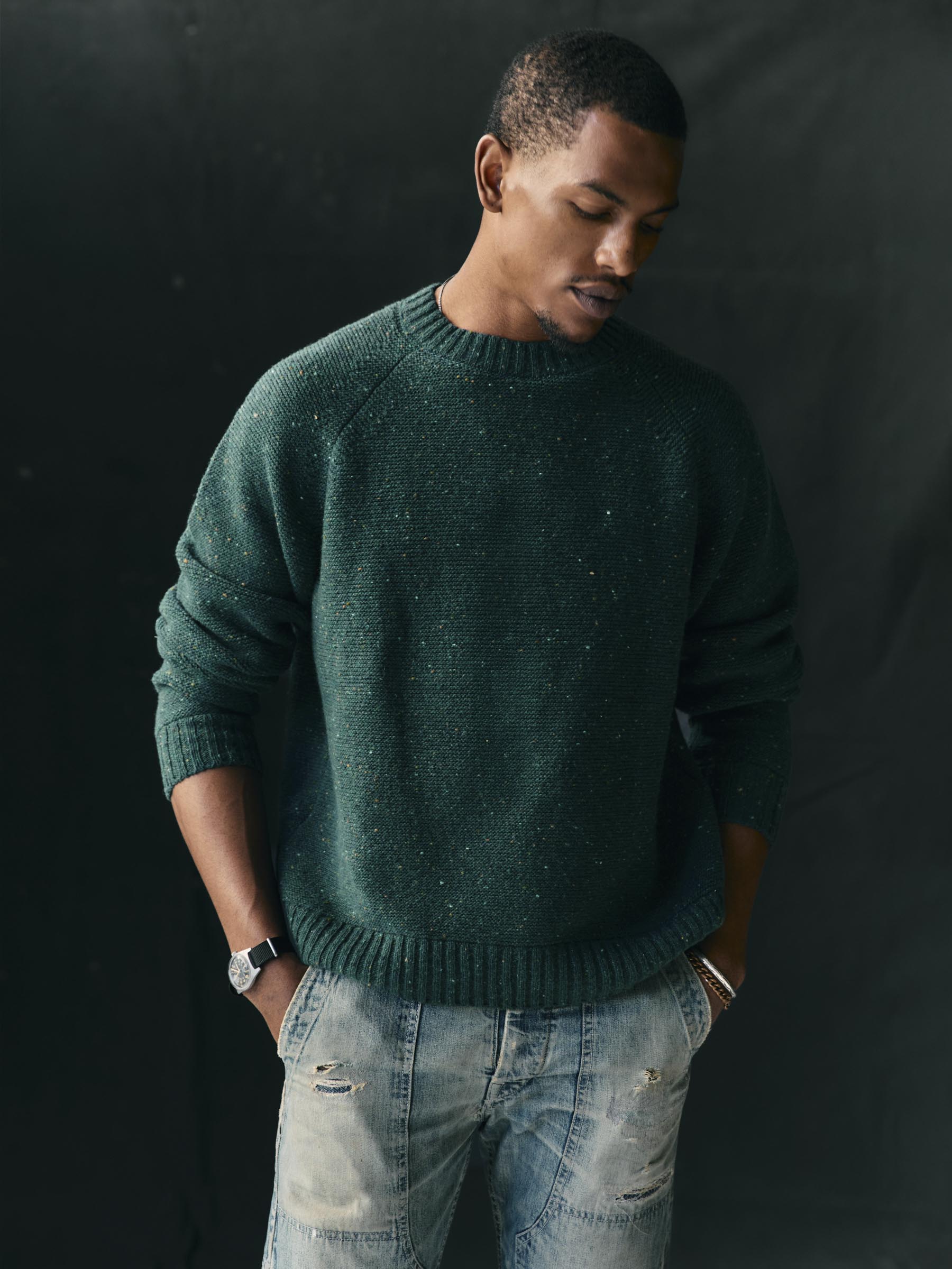galway wool sweater in spruce nep – imogene + willie