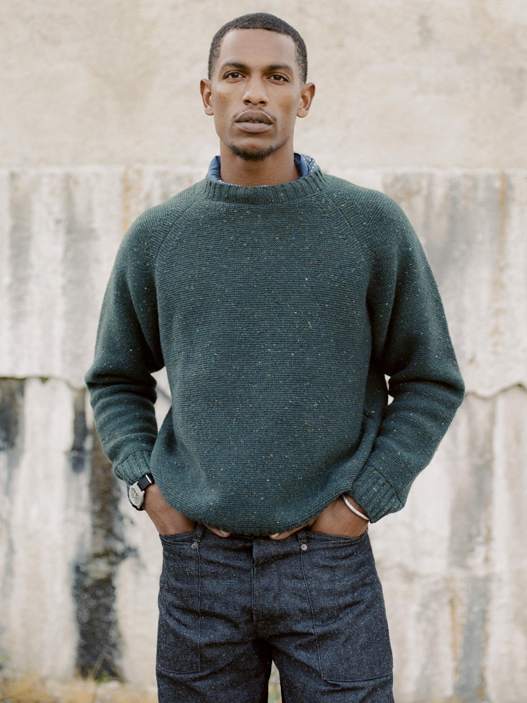 galway wool sweater in spruce nep – imogene + willie