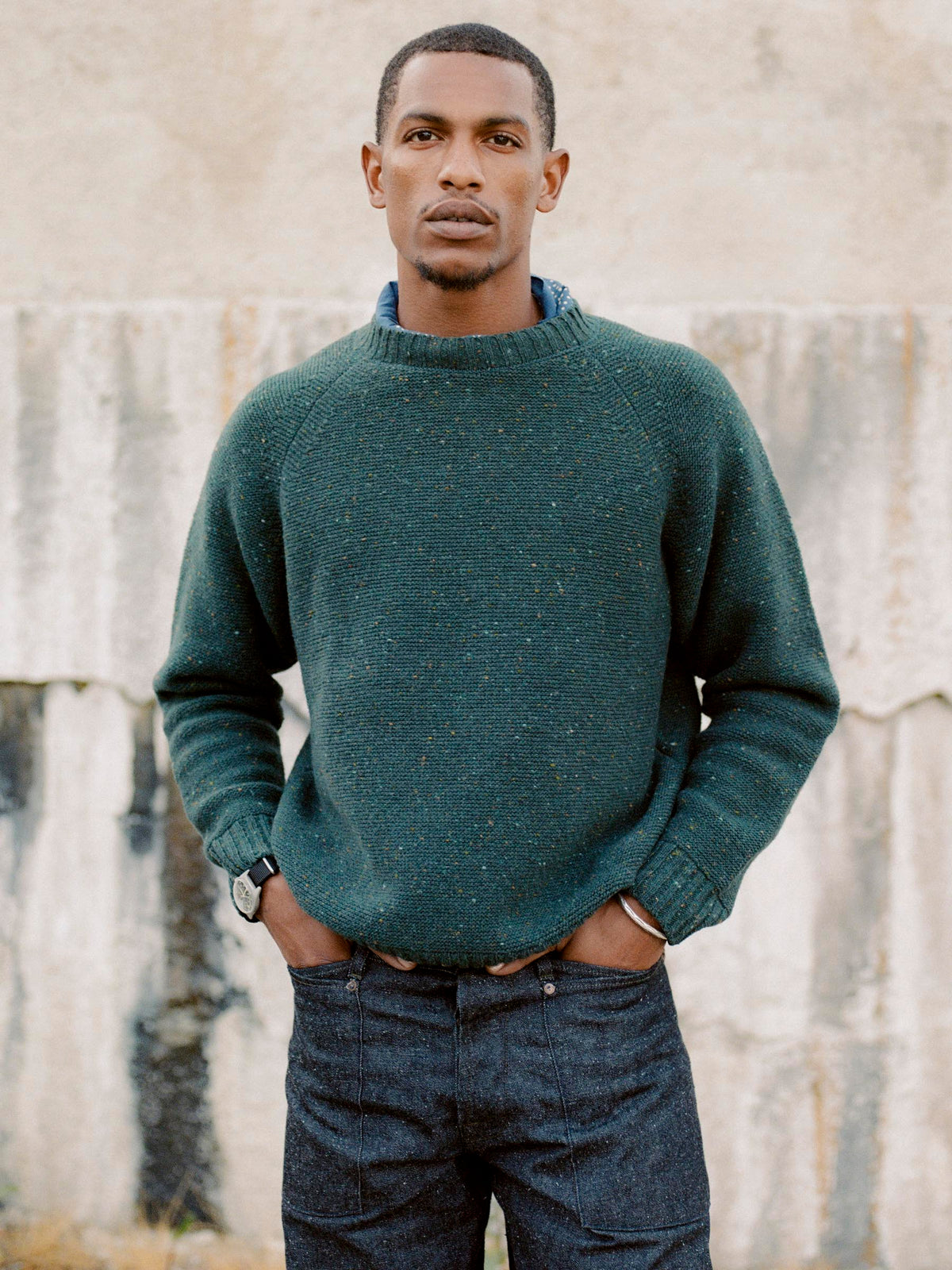 galway wool sweater in spruce nep