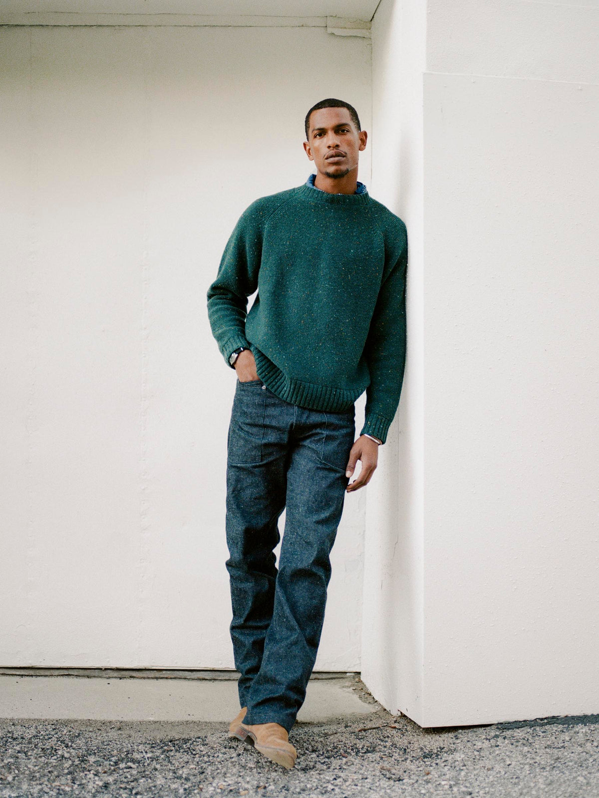 galway wool sweater in spruce nep