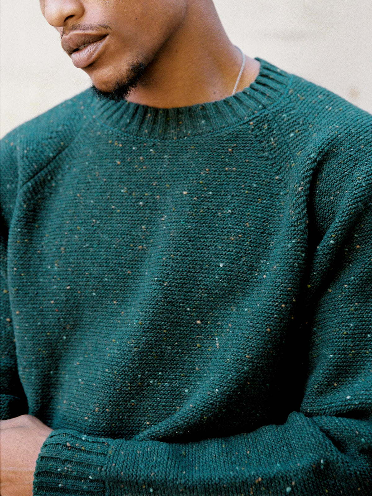 galway wool sweater in spruce nep
