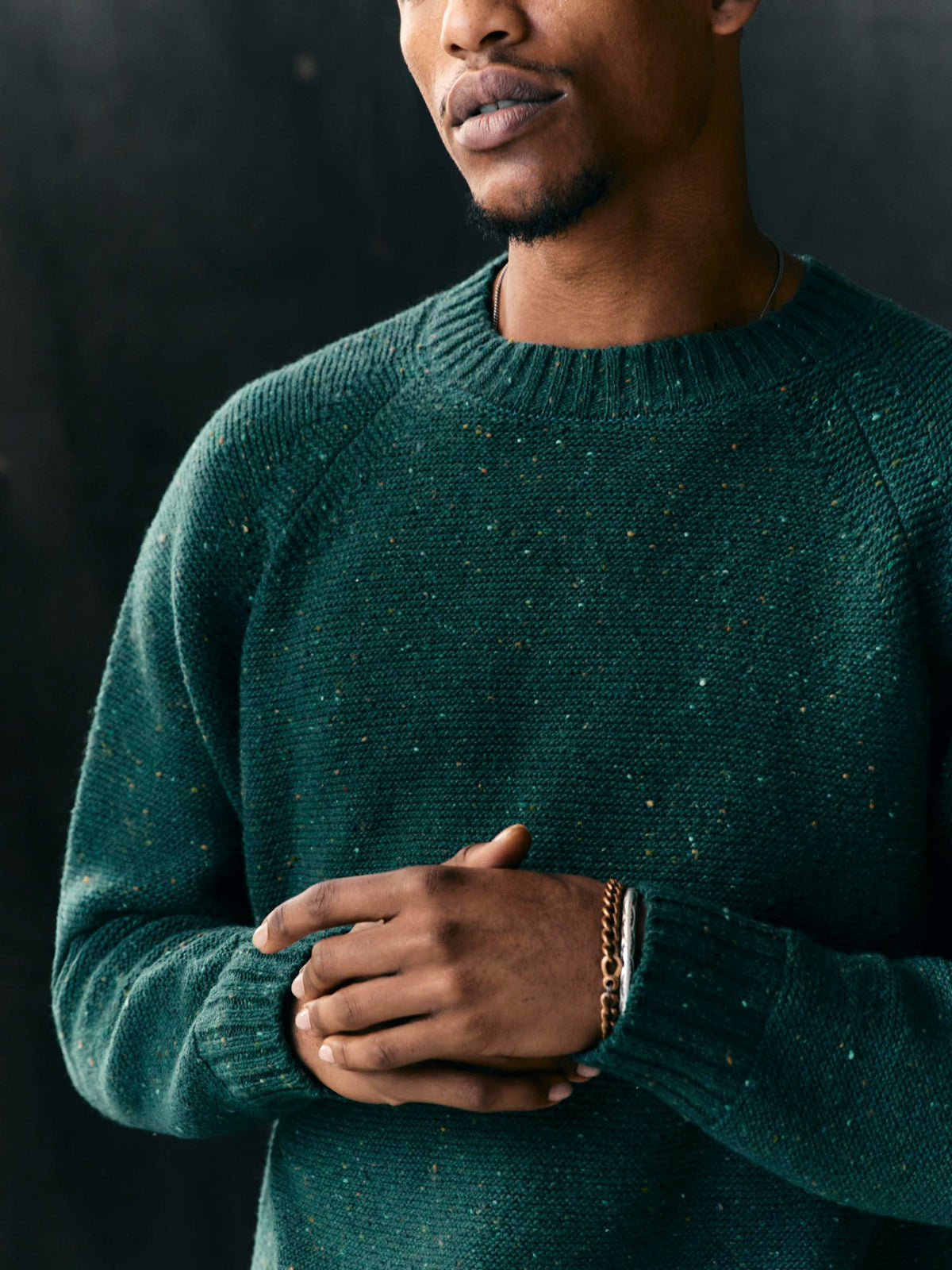 galway wool sweater in spruce nep