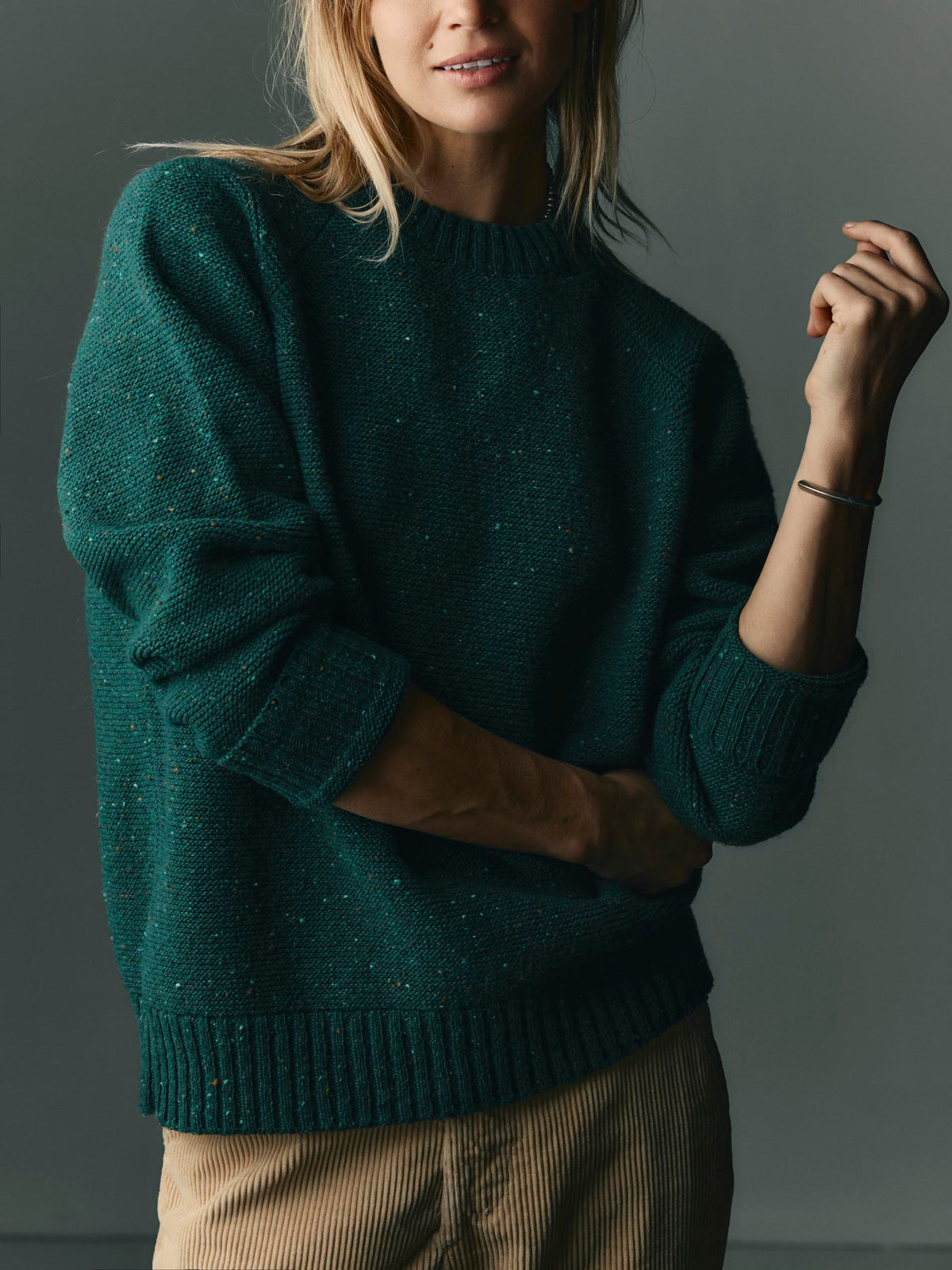 galway wool sweater in spruce nep