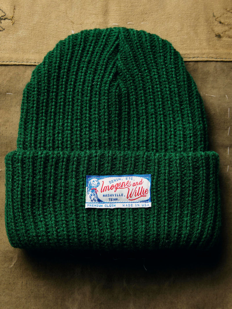 knit "bird dog" cap in fern