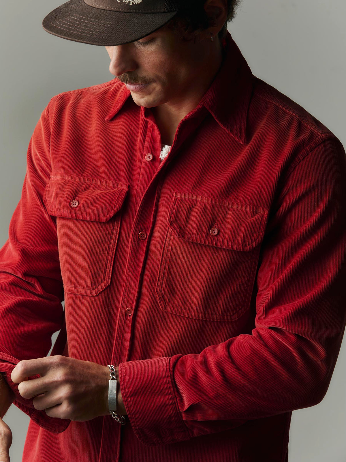 griffin workshirt in sunfaded red cord