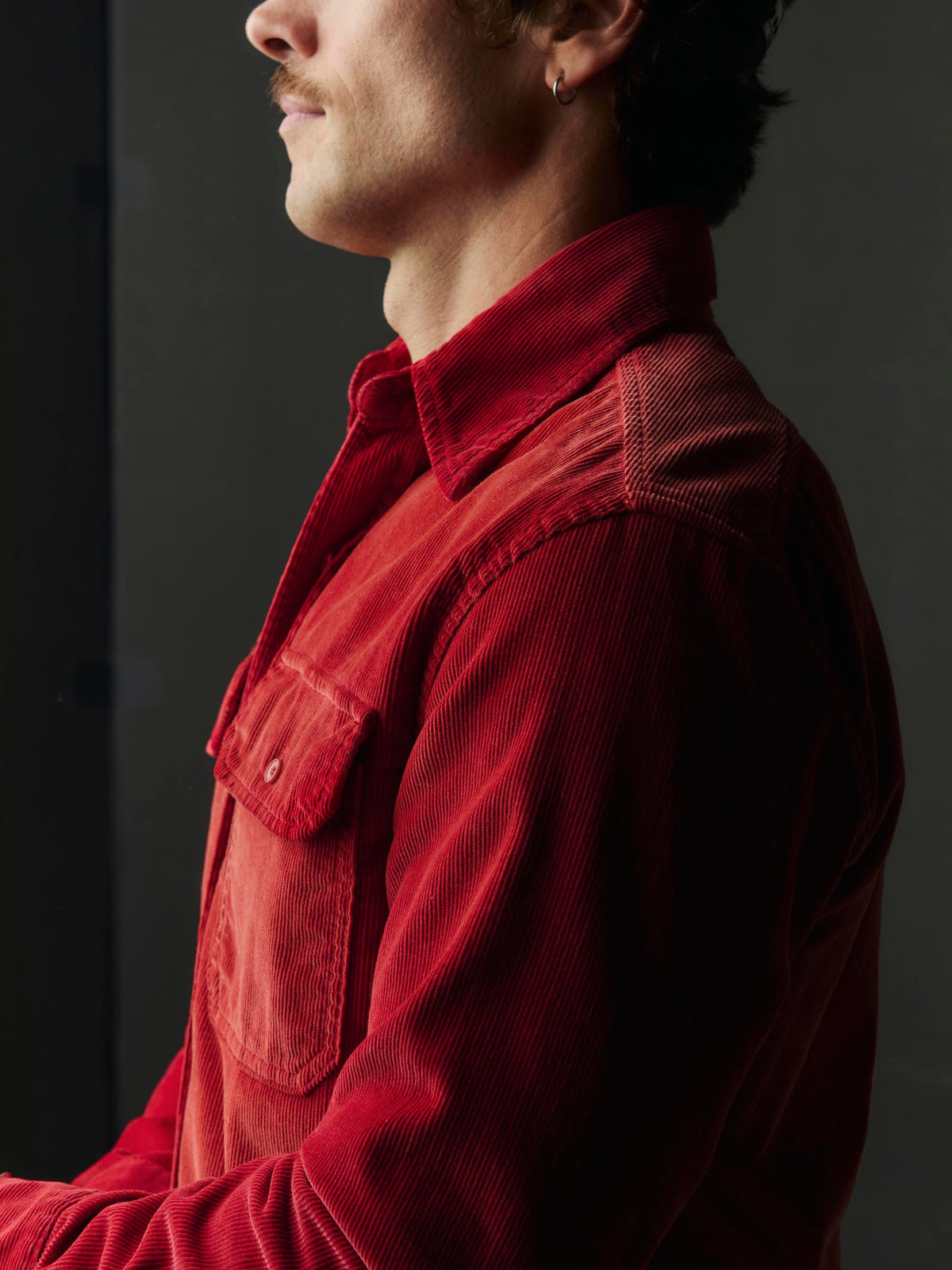 griffin workshirt in sunfaded red cord