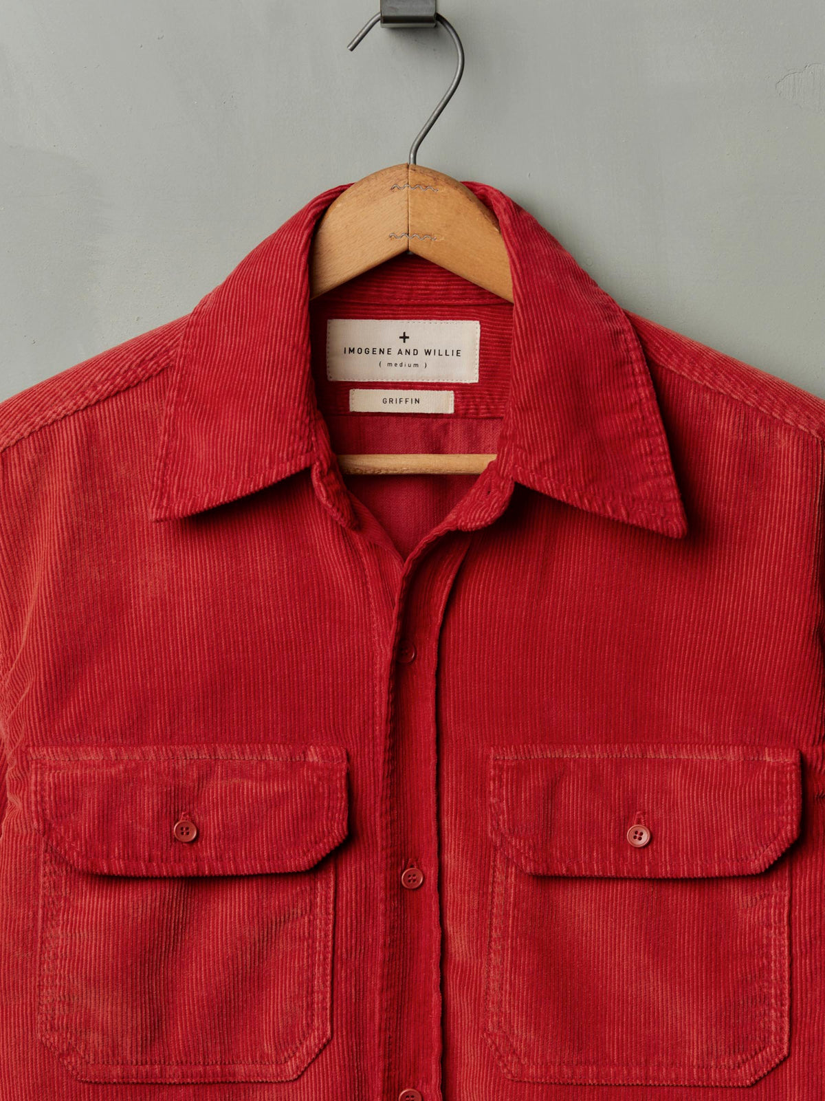 griffin workshirt in sunfaded red cord