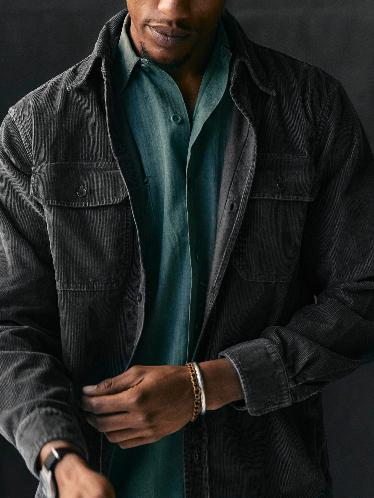 griffin workshirt in faded black cord