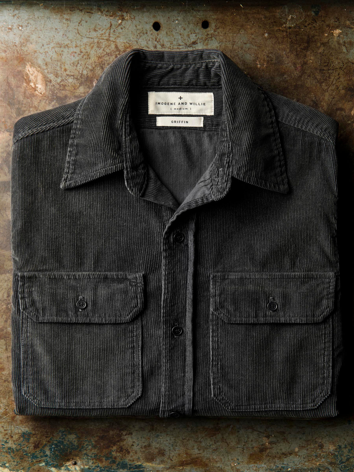 griffin workshirt in faded black cord