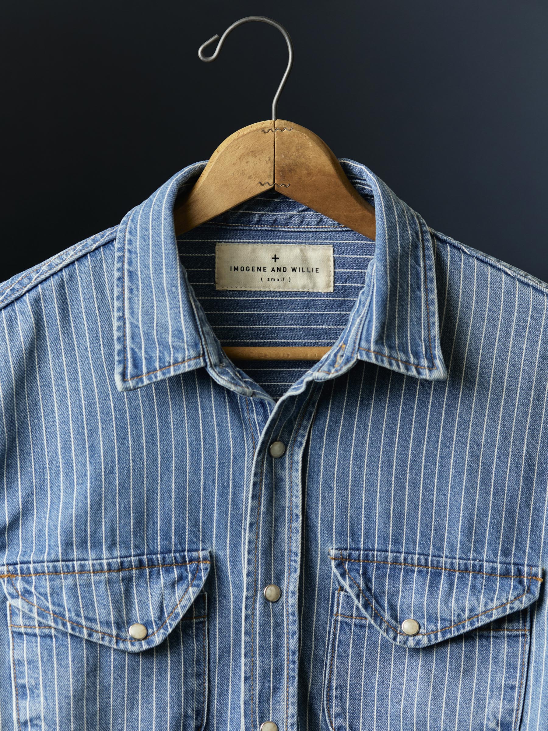 hayes indigo stripe pearl snap – imogene + willie