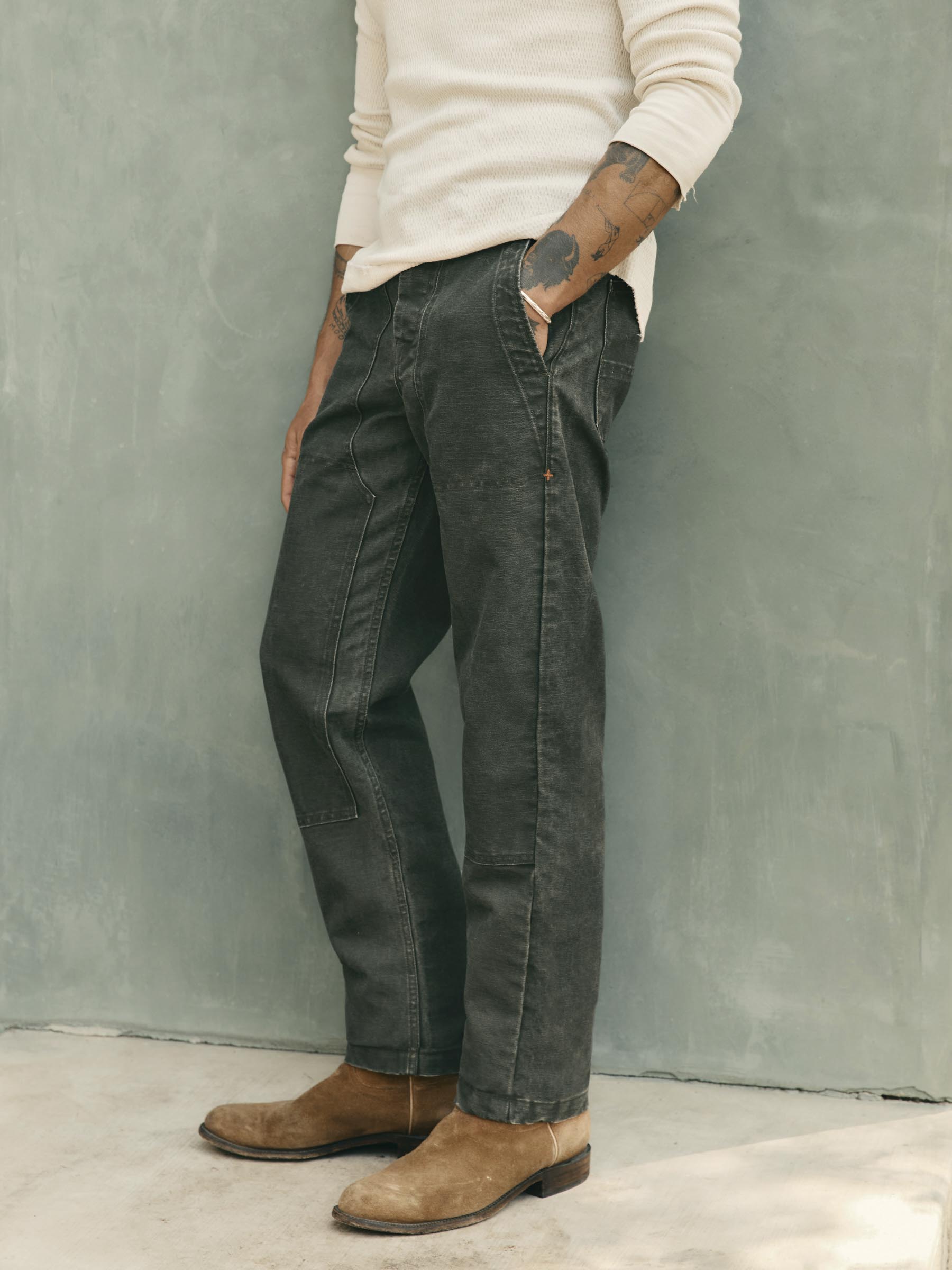 Gebee404 ワークパンツ hencye canvas workpant in washed slate – imogene + willie
