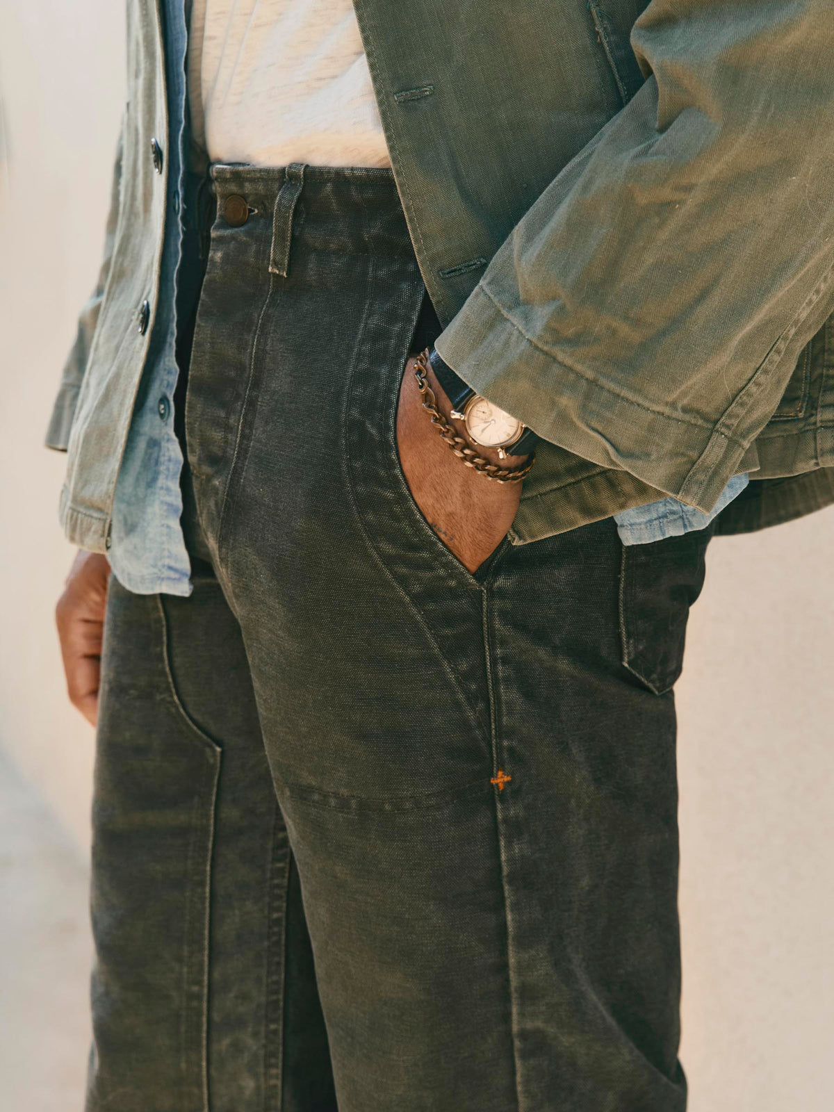 hencye canvas workpant in washed slate