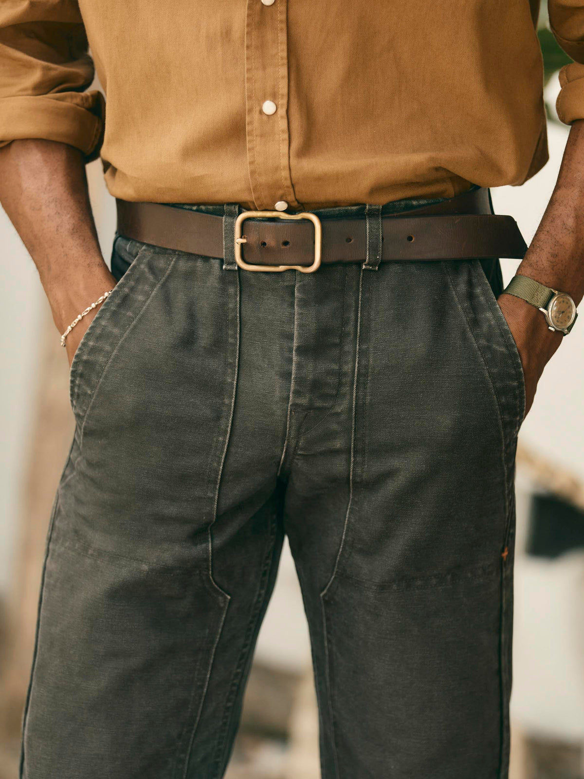 hencye canvas workpant in washed slate