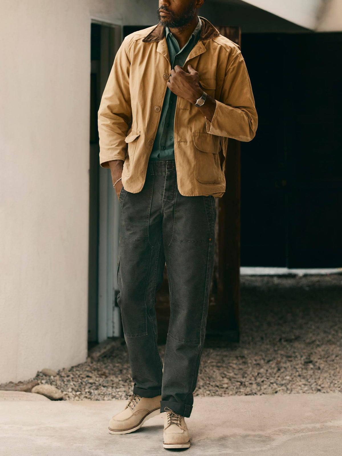 hencye canvas workpant in washed slate