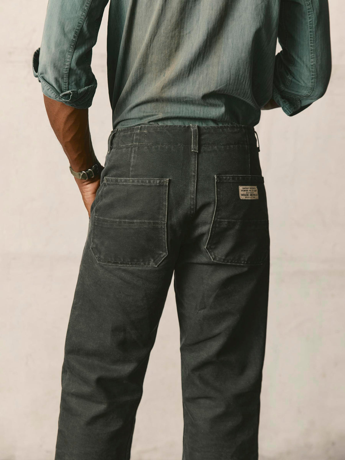 hencye canvas workpant in washed slate