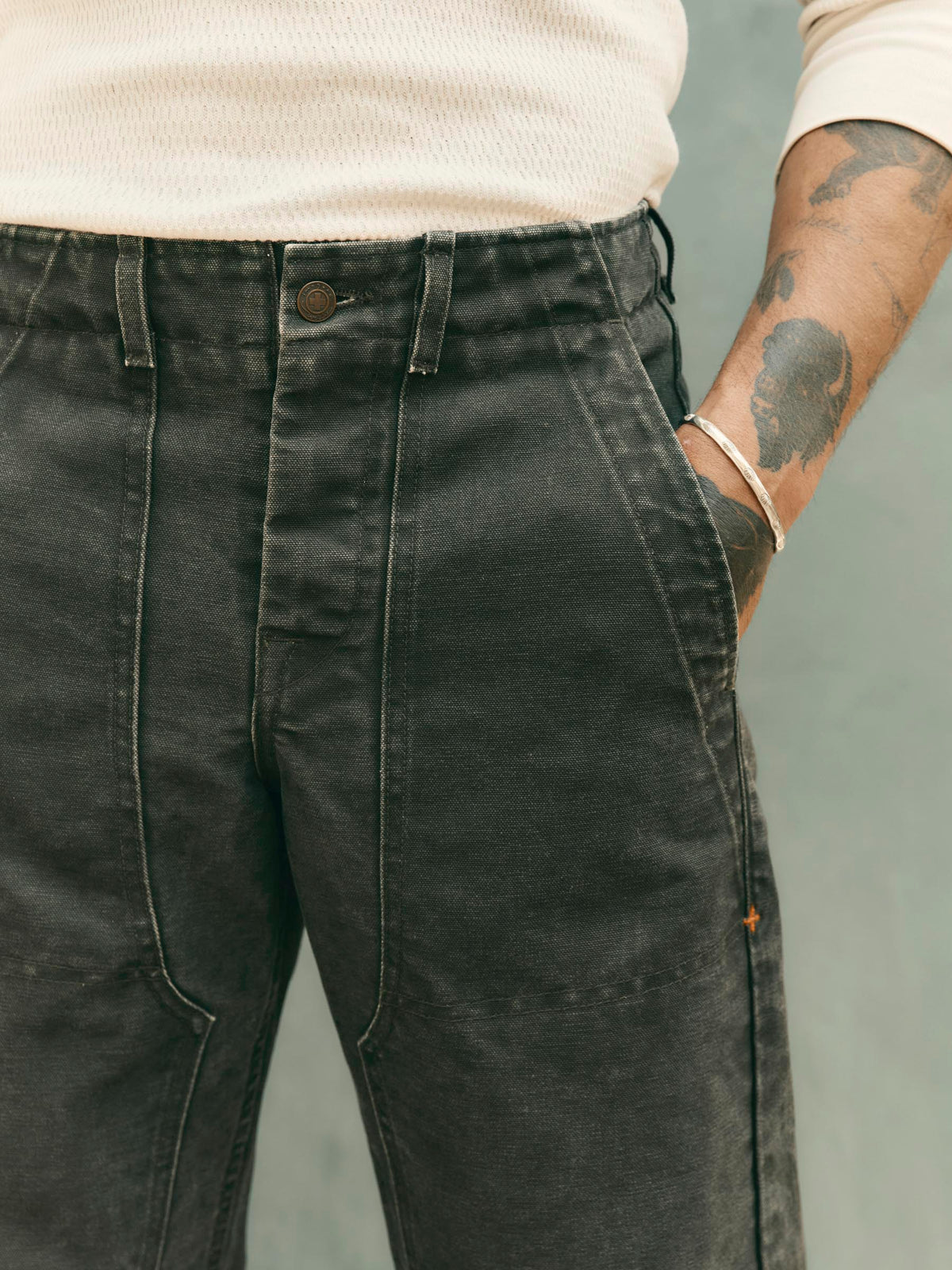 hencye canvas workpant in washed slate