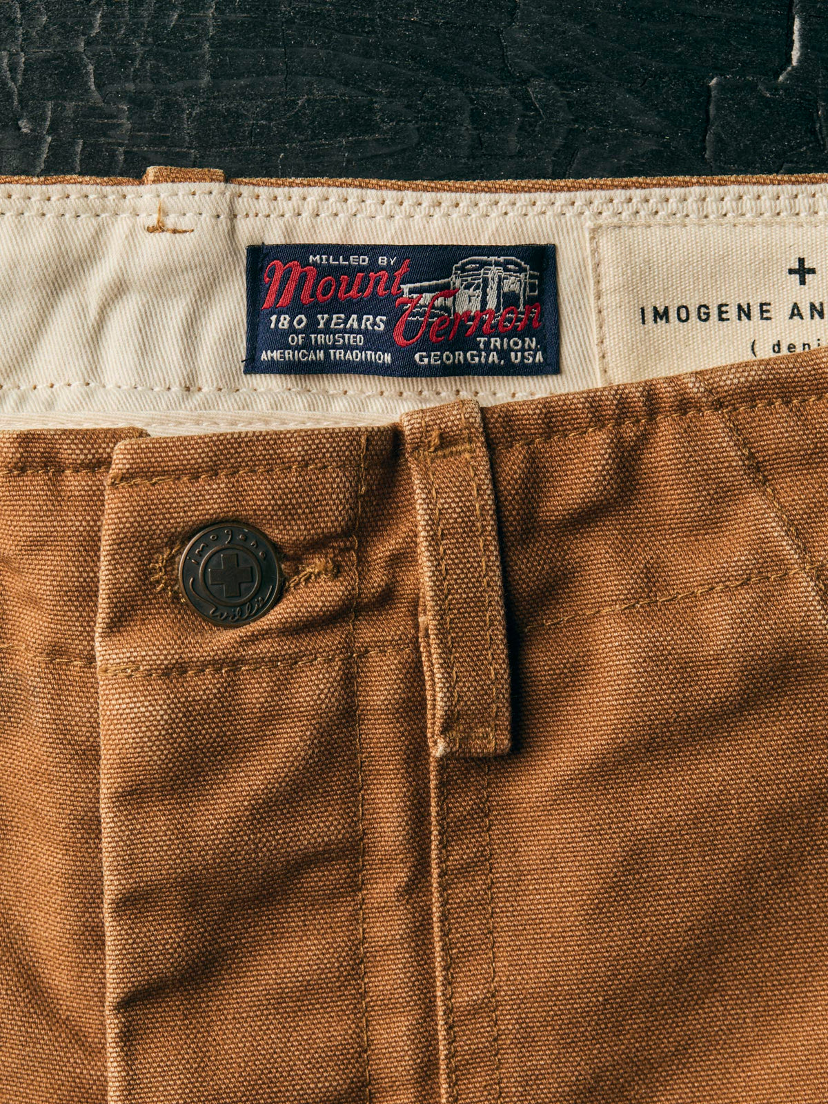 hencye washed canvas workpant in brown