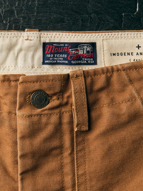 Saddle Brown hencye washed canvas workpant in brown